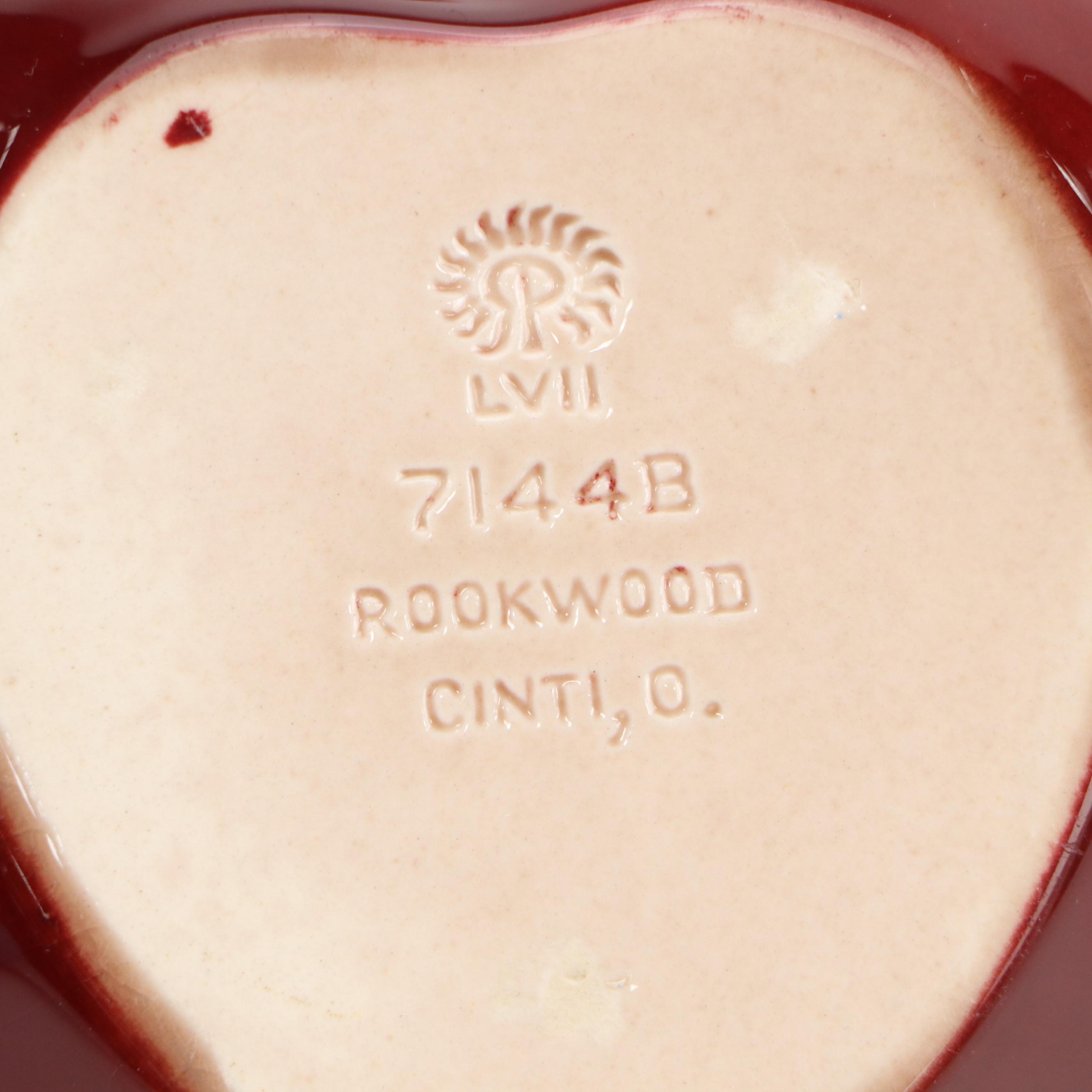 Rookwood Pottery Apple Form Ceramic Ashtray with Blue Glazed Ceramic Vase