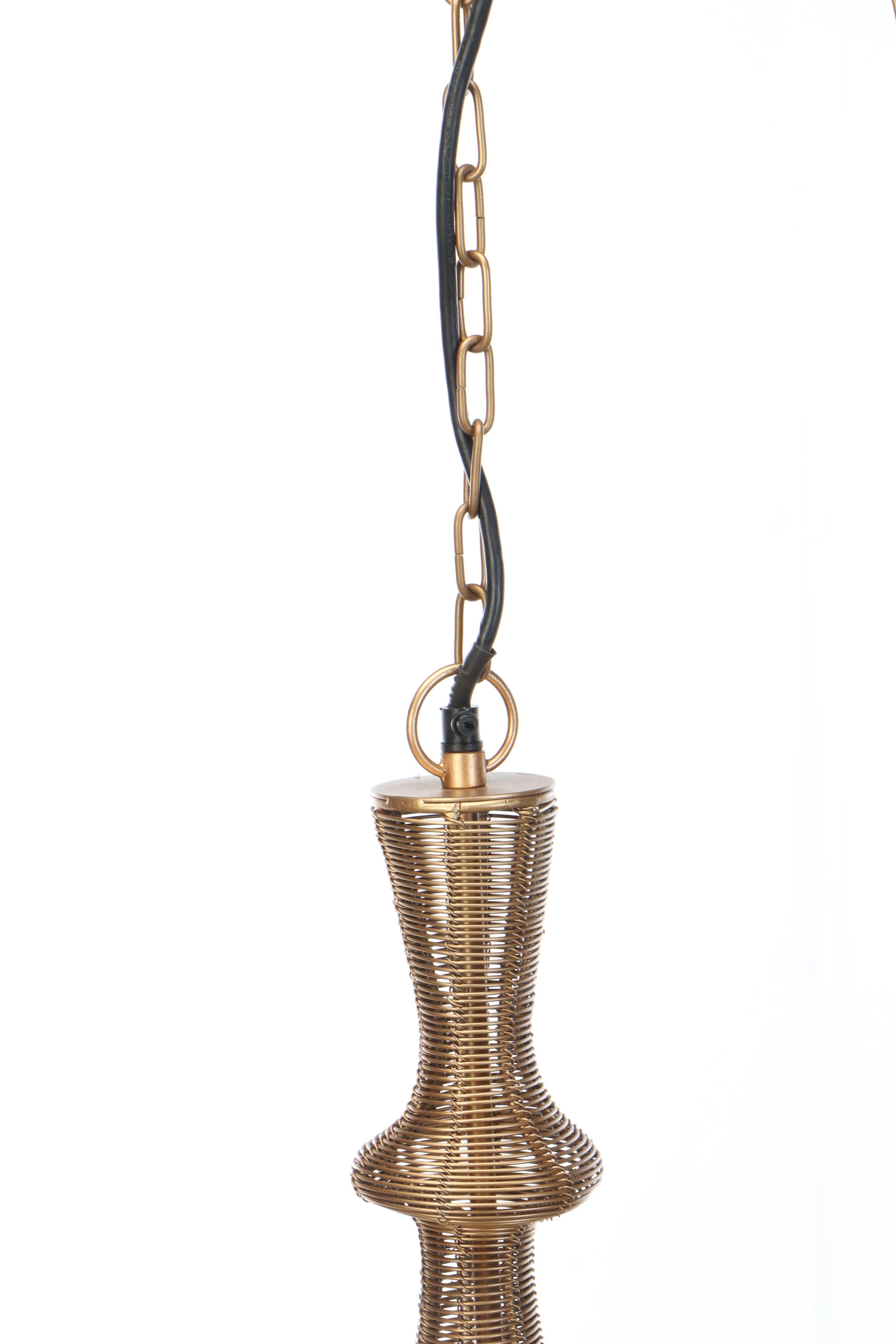 Sarreid Ltd. Contemporary Gold Finish Wirework Pendant