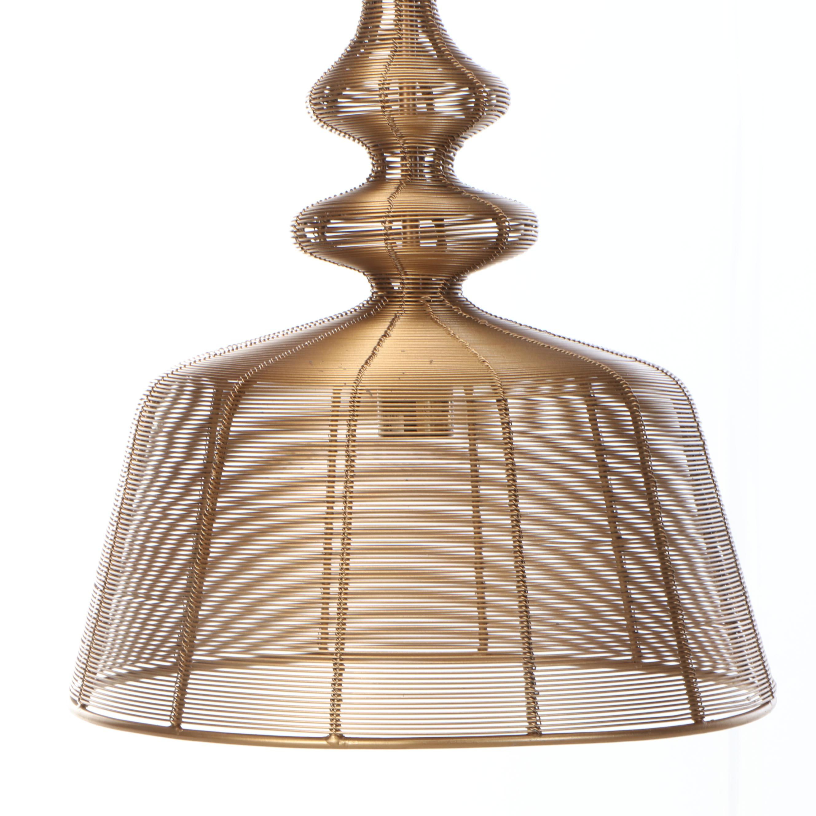 Sarreid Ltd. Contemporary Gold Finish Wirework Pendant