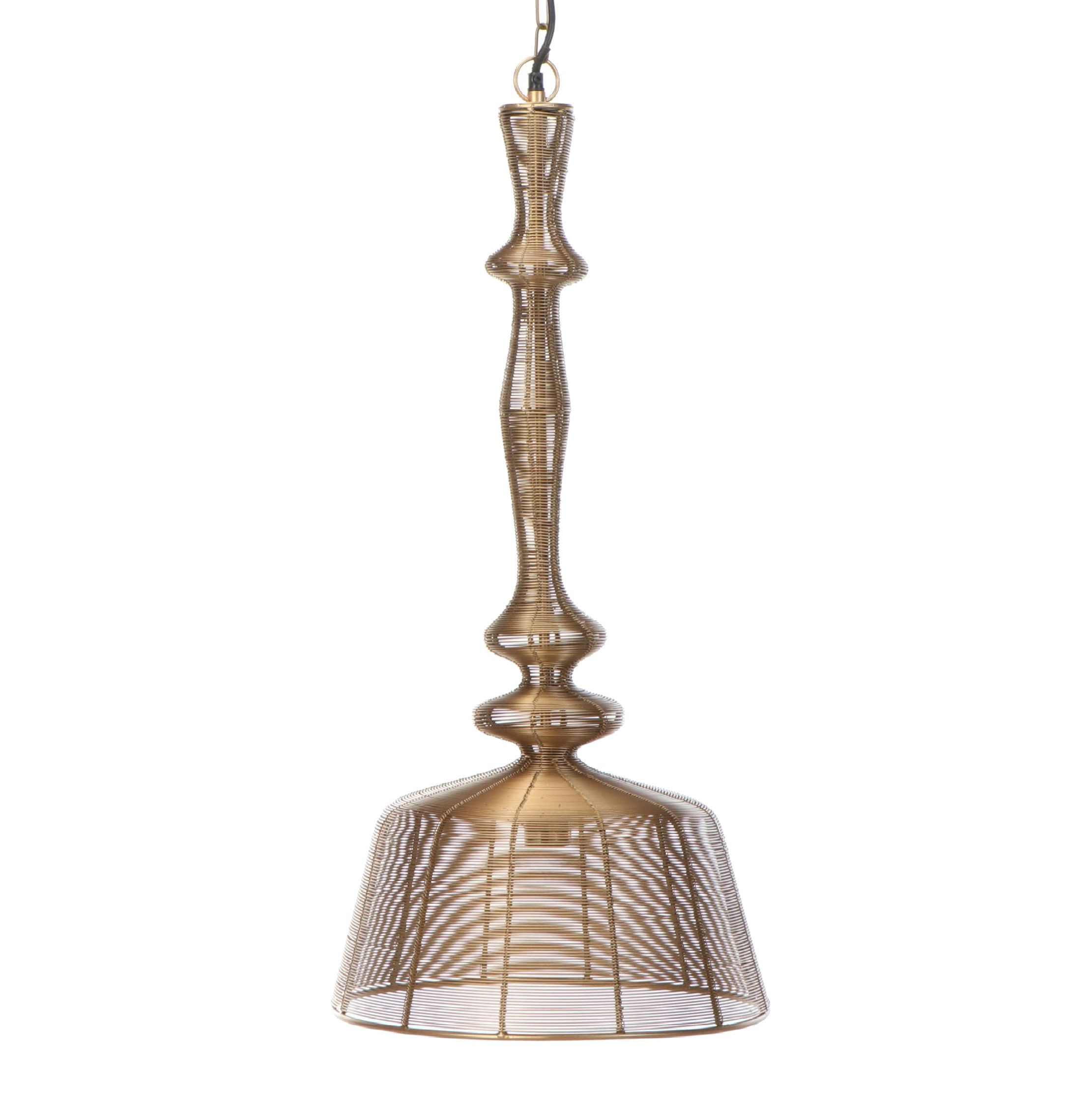 Sarreid Ltd. Contemporary Gold Finish Wirework Pendant