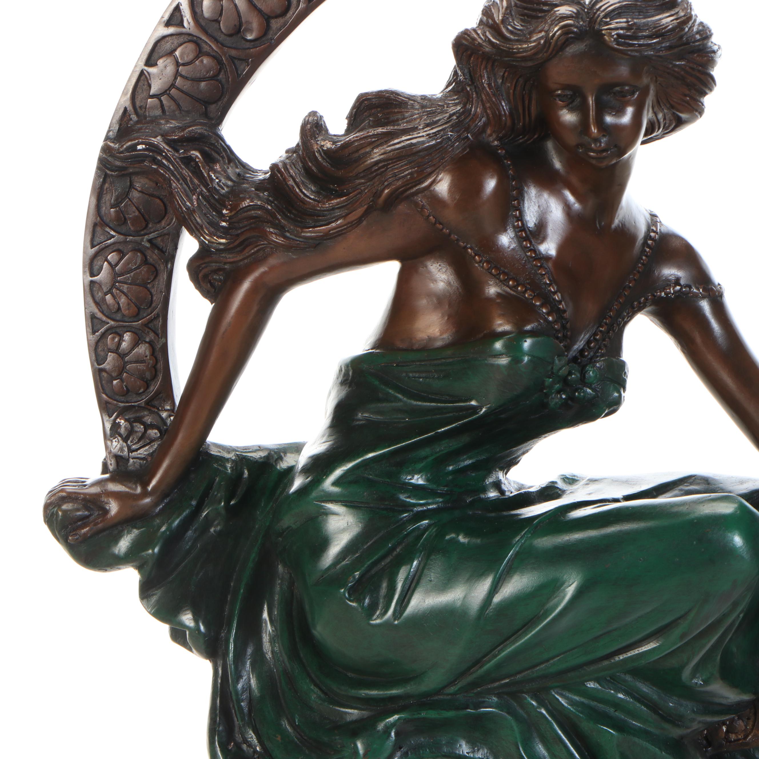 After Alphonse Mucha "Maiden of the Arts" Bronze Sculpture