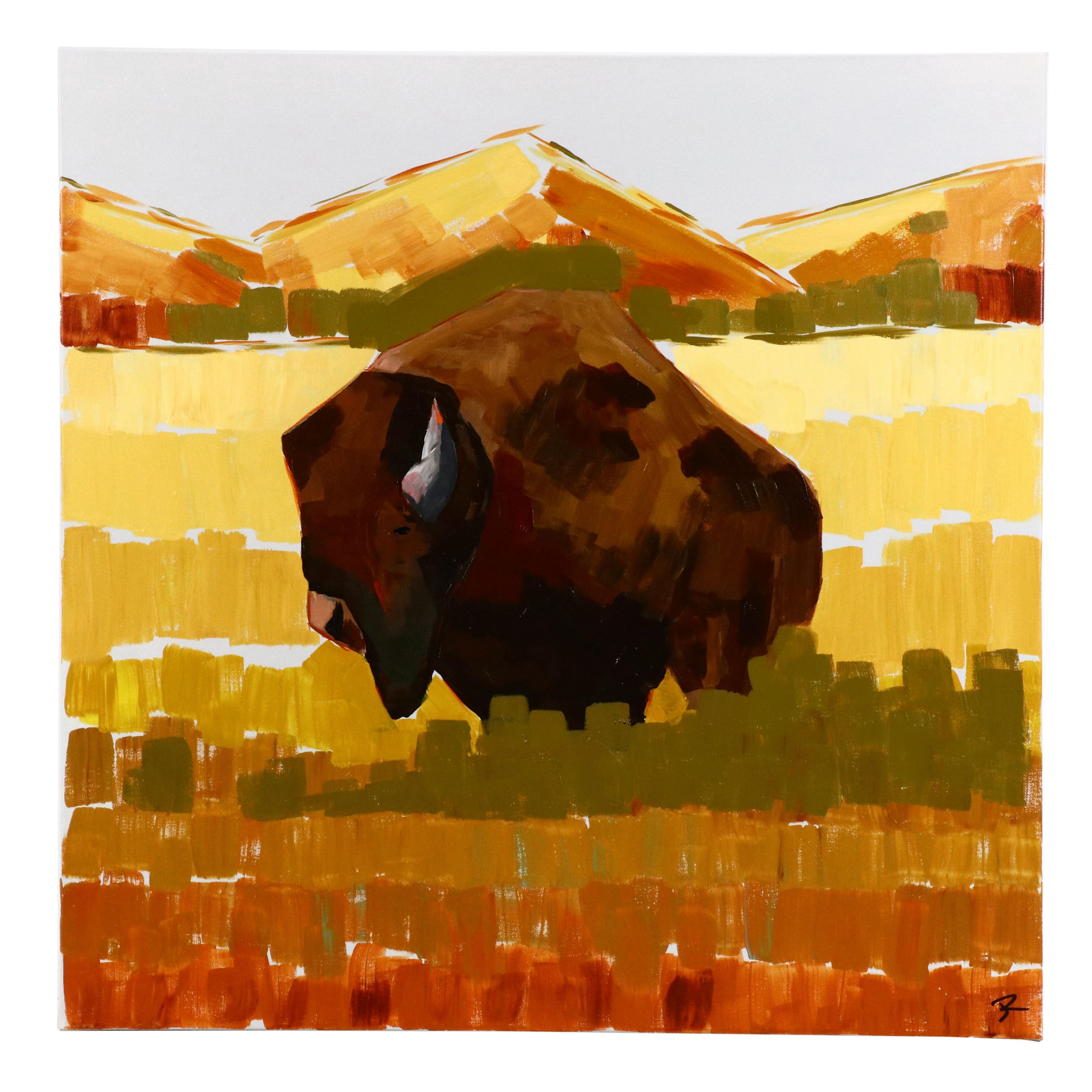 Joshua Ramsey Abstract Acrylic Painting of Buffalo, 2024