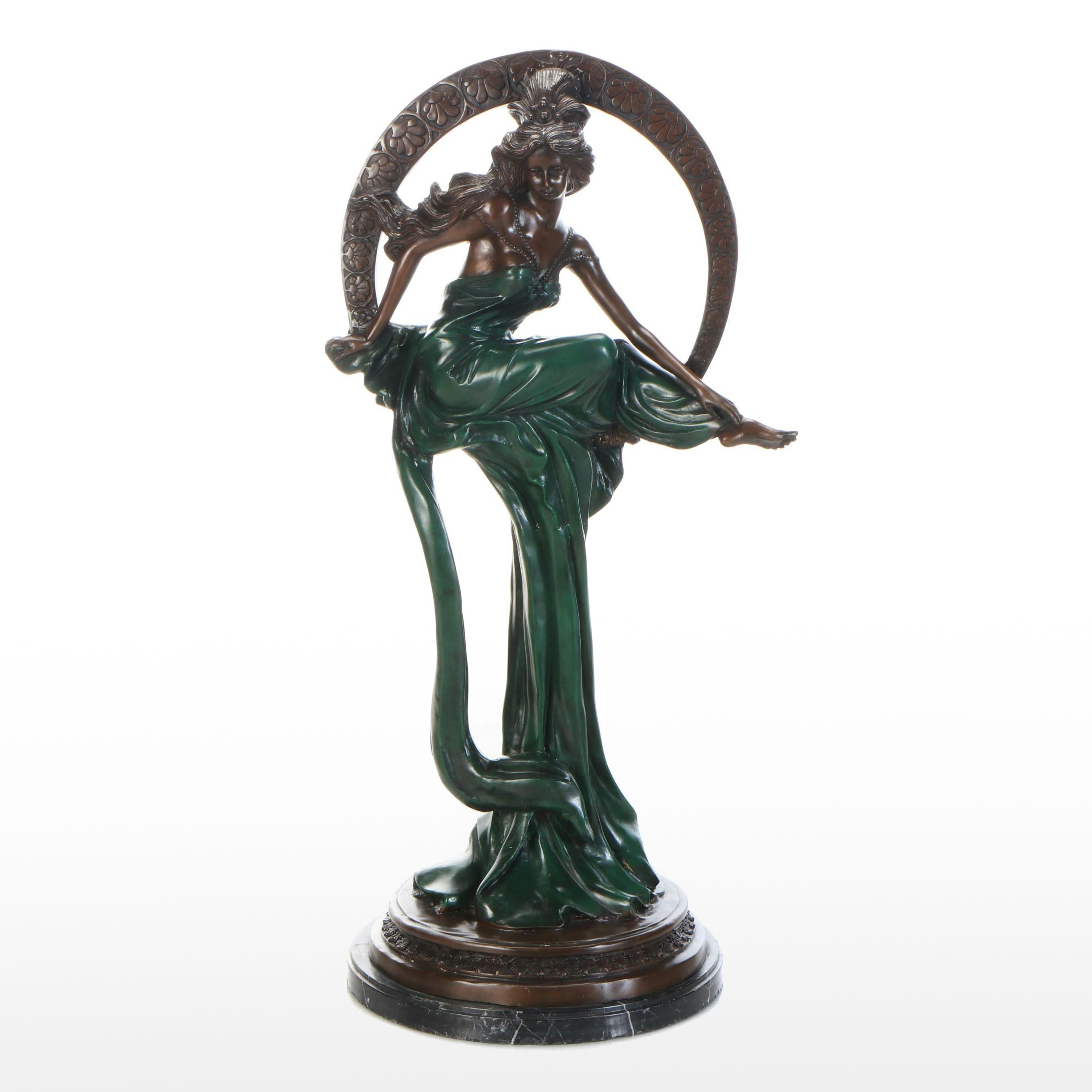 After Alphonse Mucha "Maiden of the Arts" Bronze Sculpture