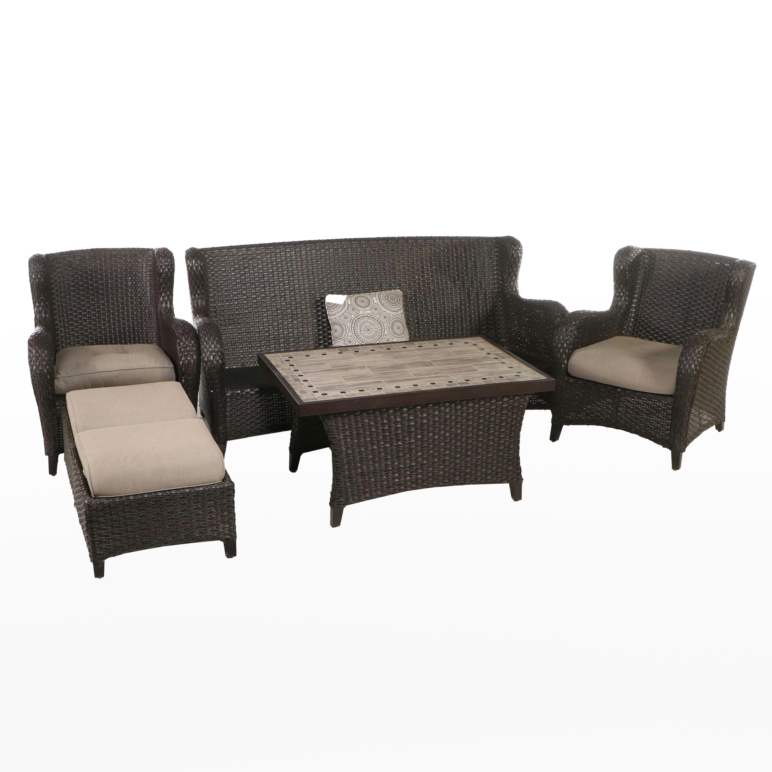 Contemporary Resin Wicker Patio Lounge Set