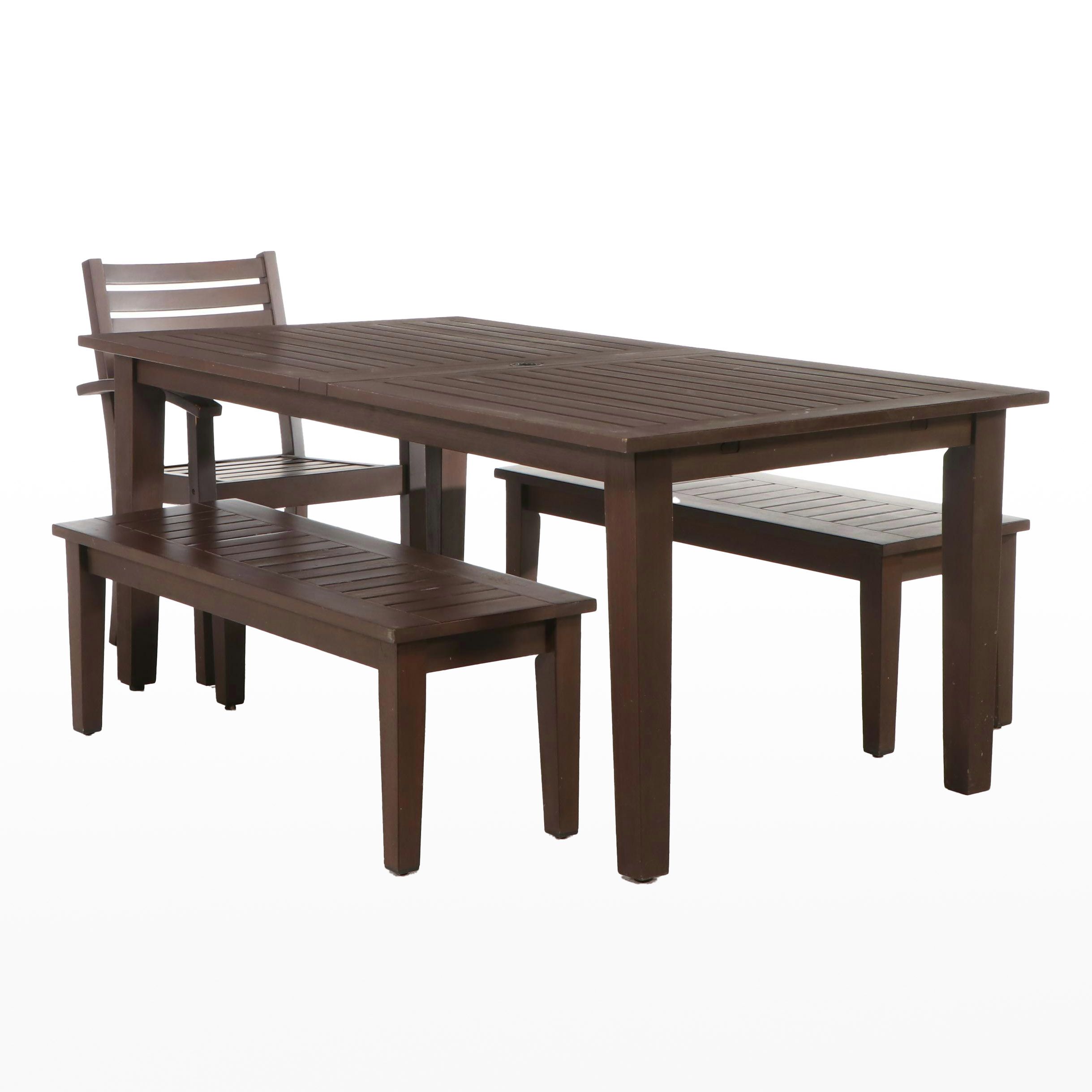 Pottery Barn Contemporary Wood Patio Dining Set