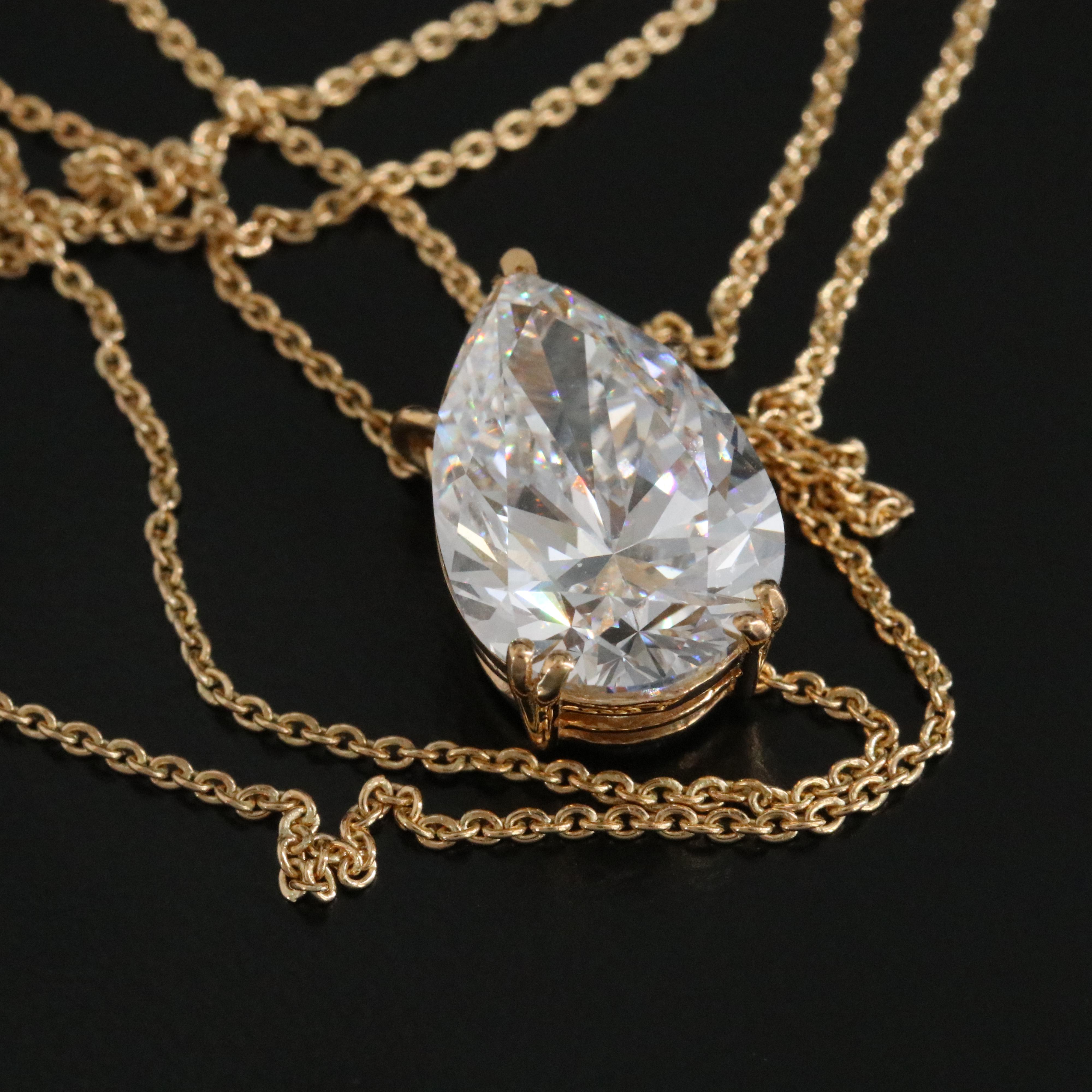 18K 4.98 CT Lab Grown Diamond Solitaire Necklace with IGI Report