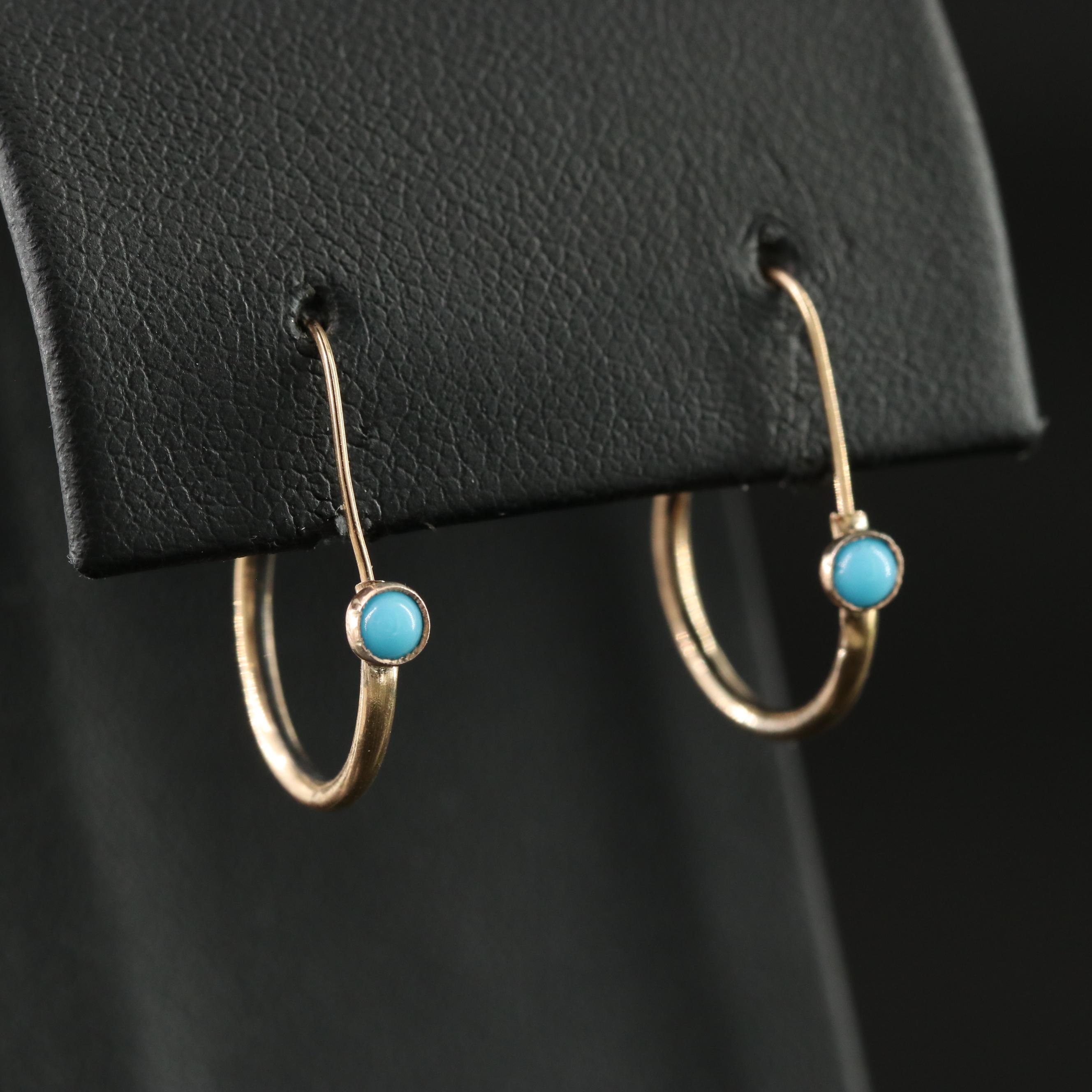 18K Turquoise Hoop Earrings