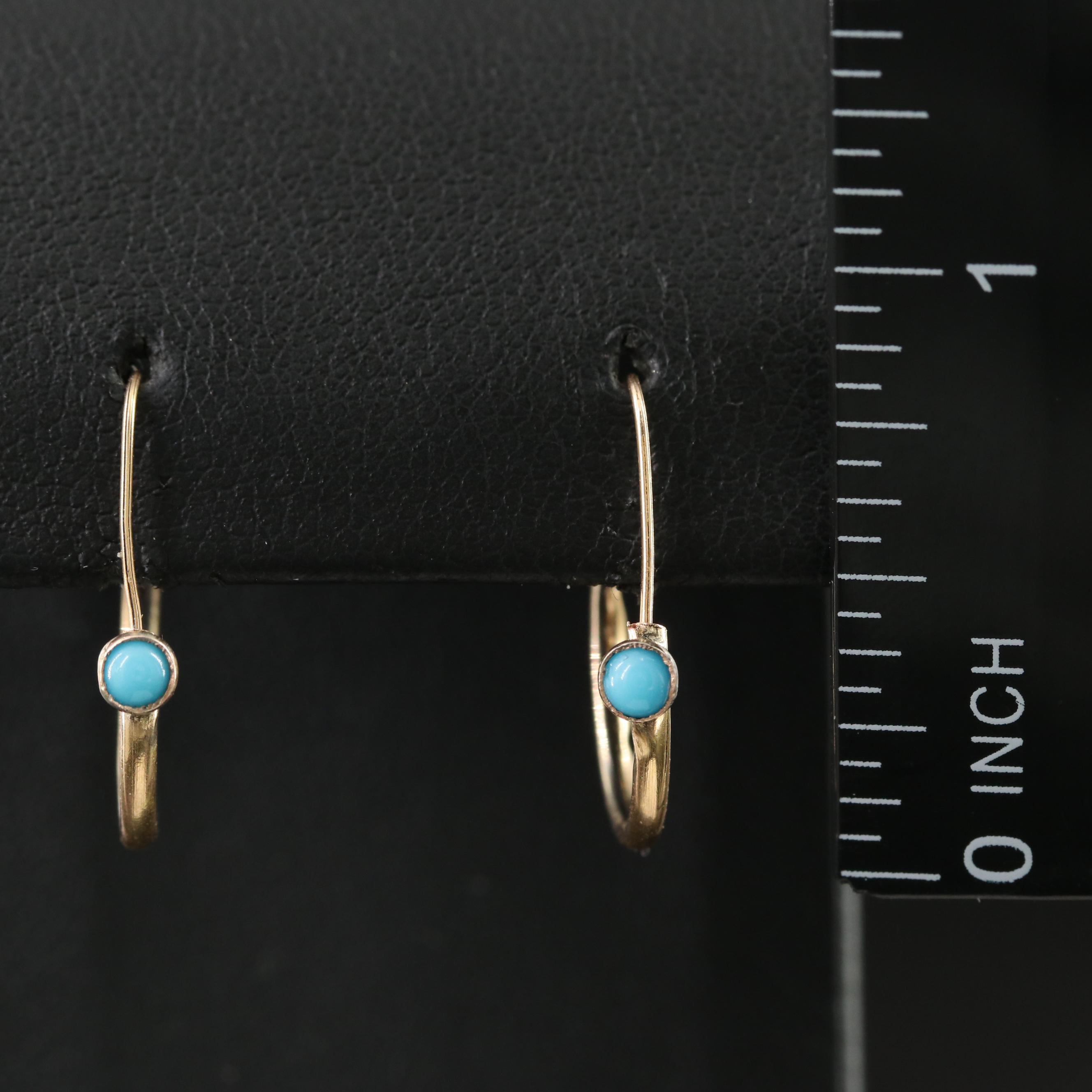 18K Turquoise Hoop Earrings