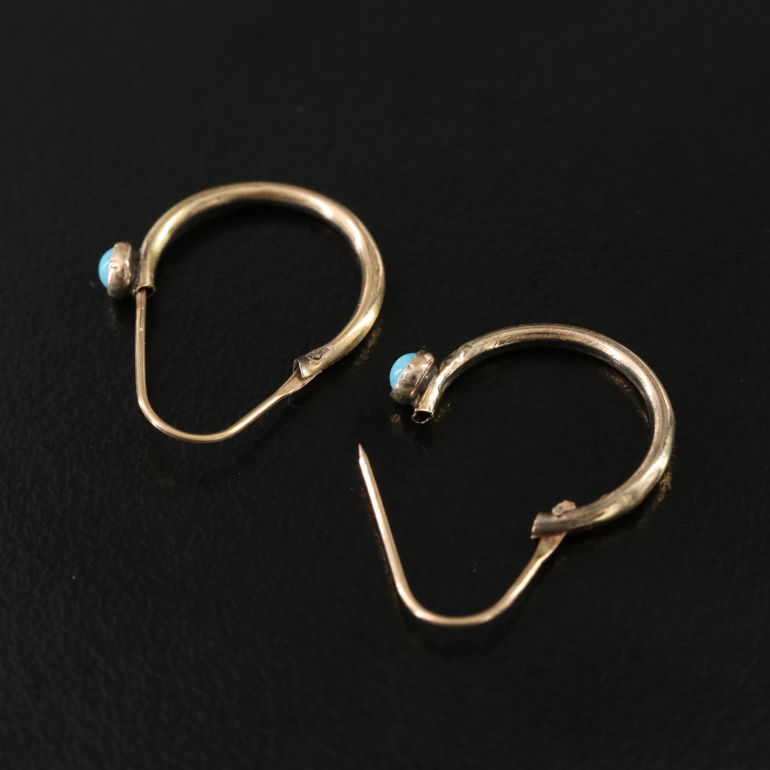 18K Turquoise Hoop Earrings