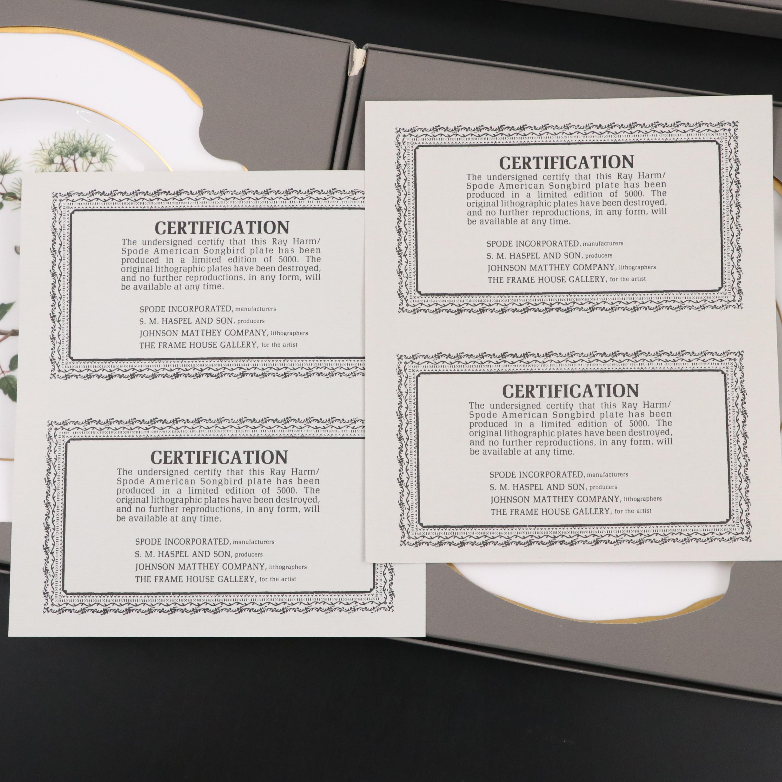 Ray Harm for Spode Limited Edition American Songbird Series Collector Plates