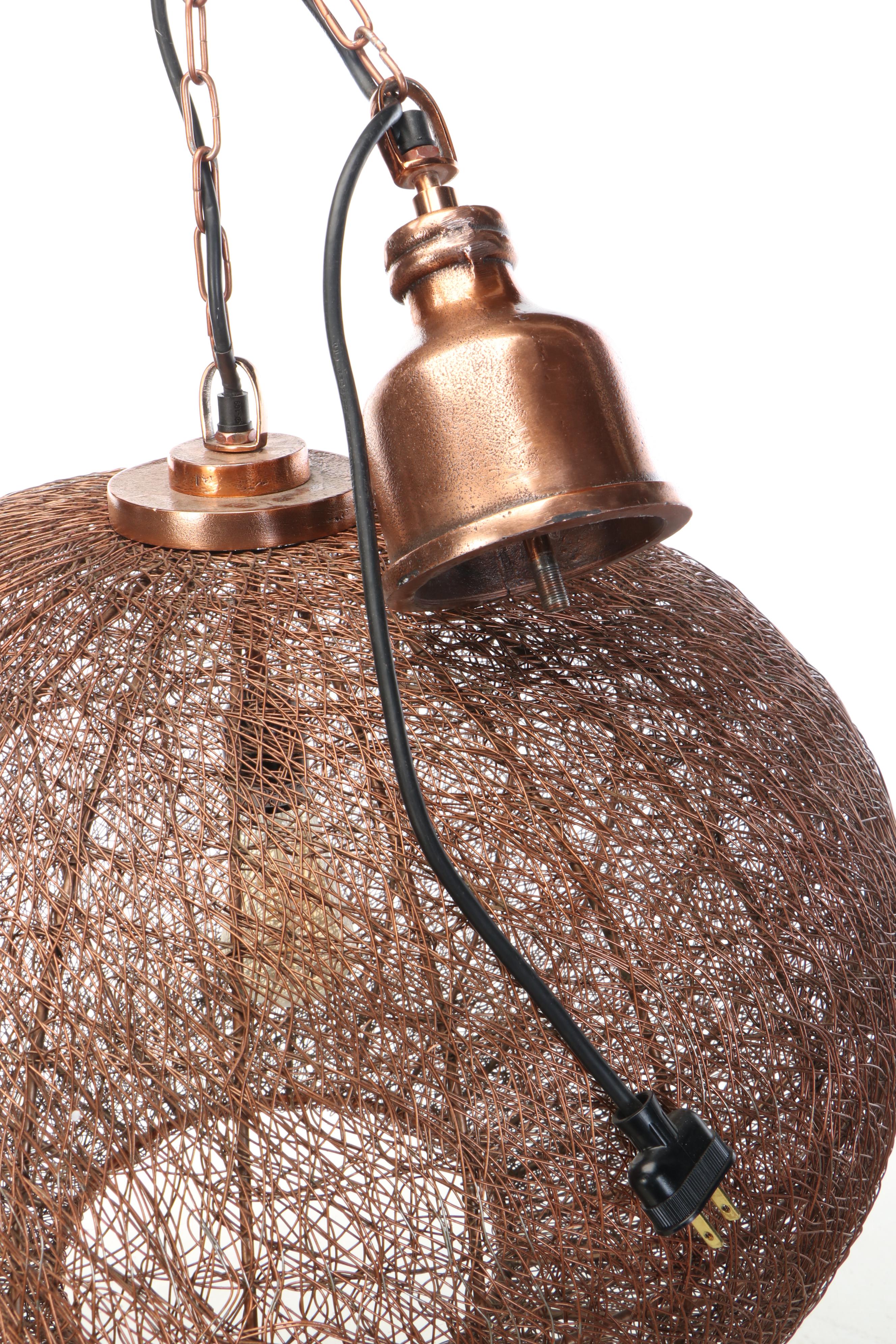 Sarreid Ltd. Contemporary Copper Finish Wirework Pendant