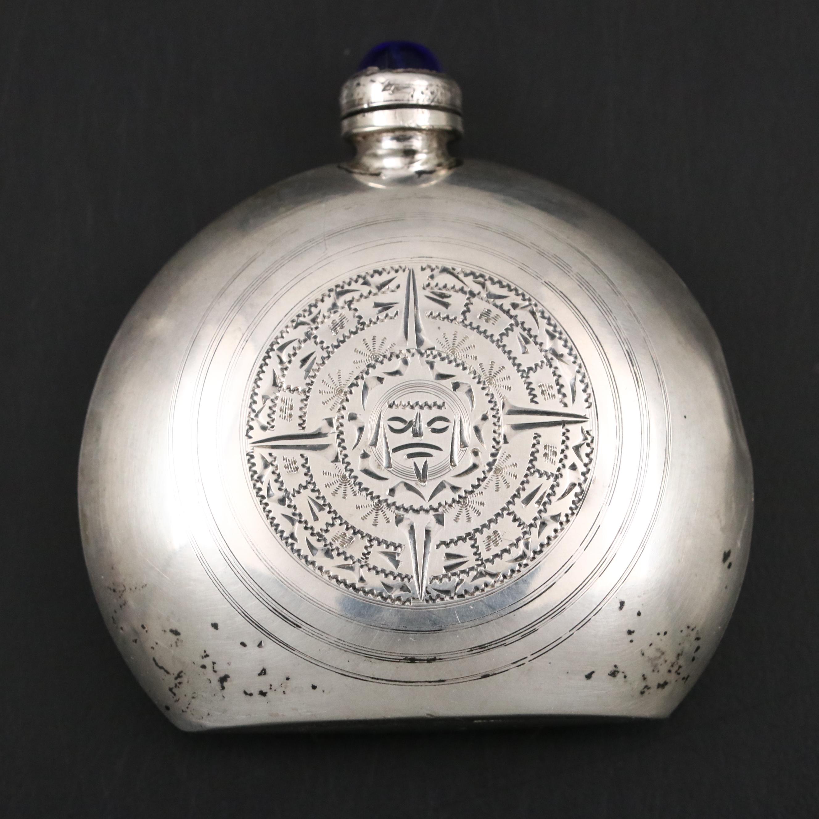Mexican Sterling Perfume Bottle with Iraqi 800 Silver Inlaid Box and Others