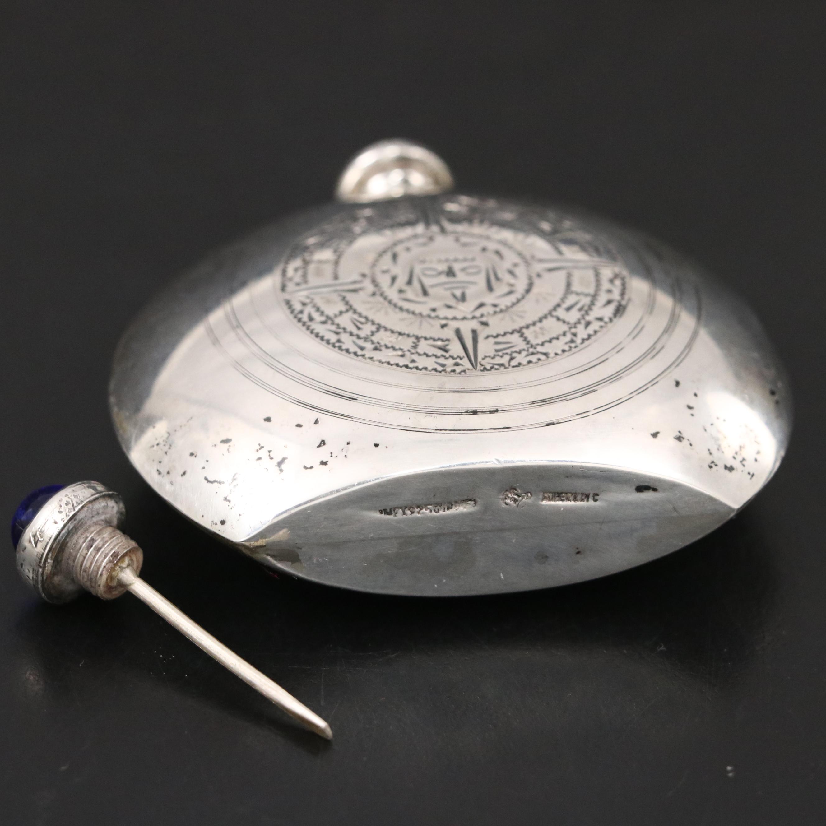 Mexican Sterling Perfume Bottle with Iraqi 800 Silver Inlaid Box and Others