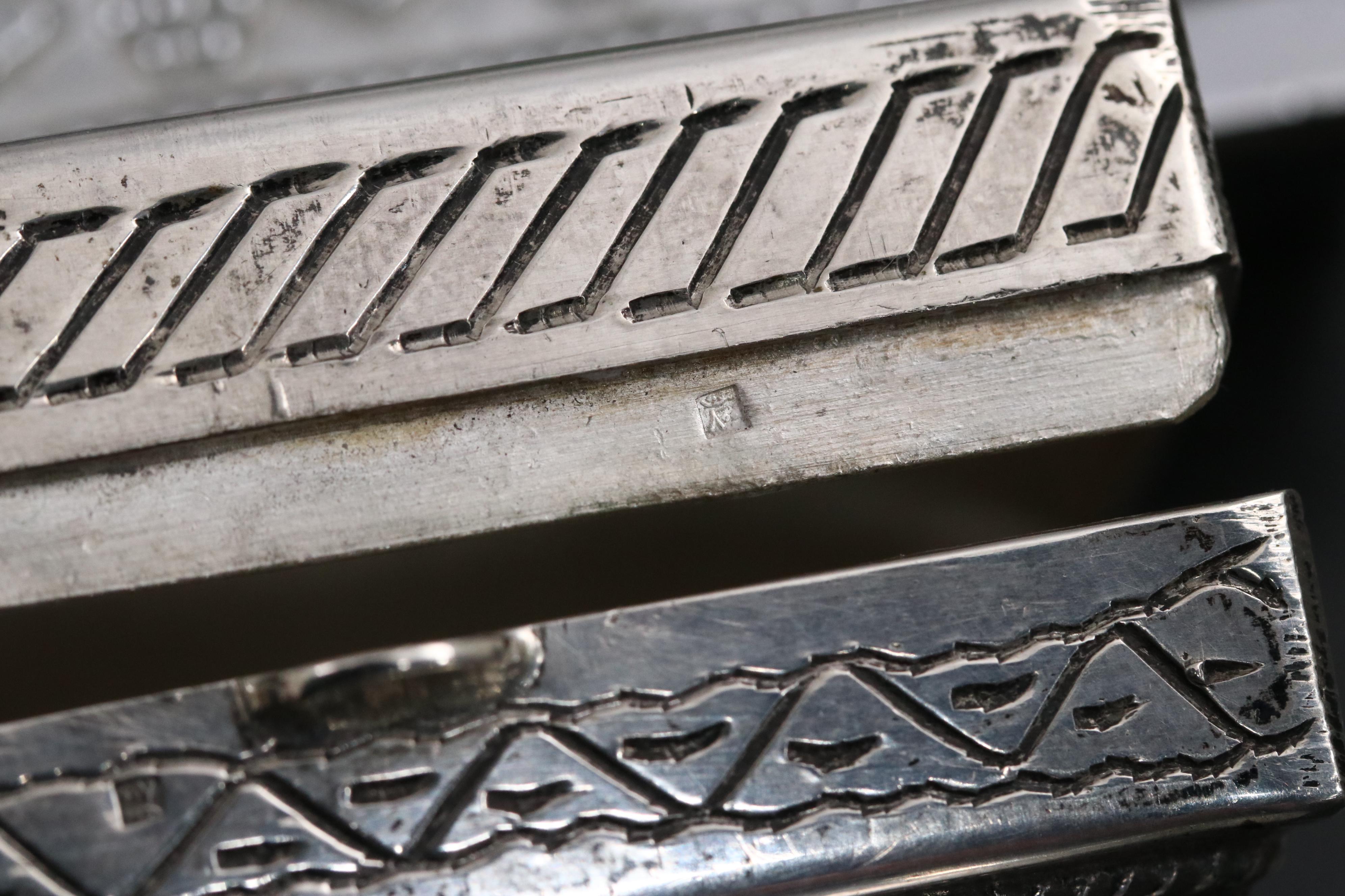 Mexican Sterling Perfume Bottle with Iraqi 800 Silver Inlaid Box and Others