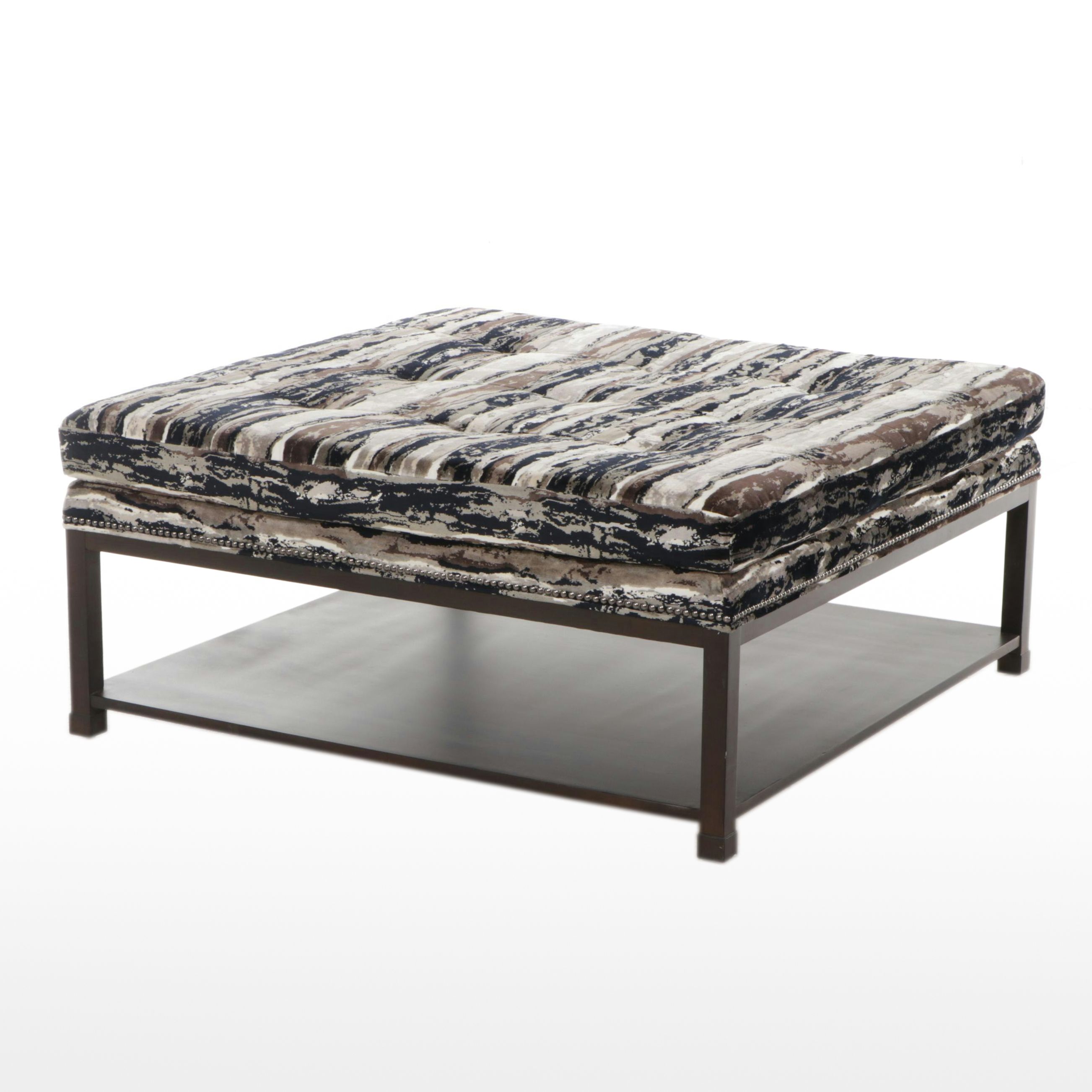 Fairfield Contemporary Large Square Velvet Upholstered Ottoman