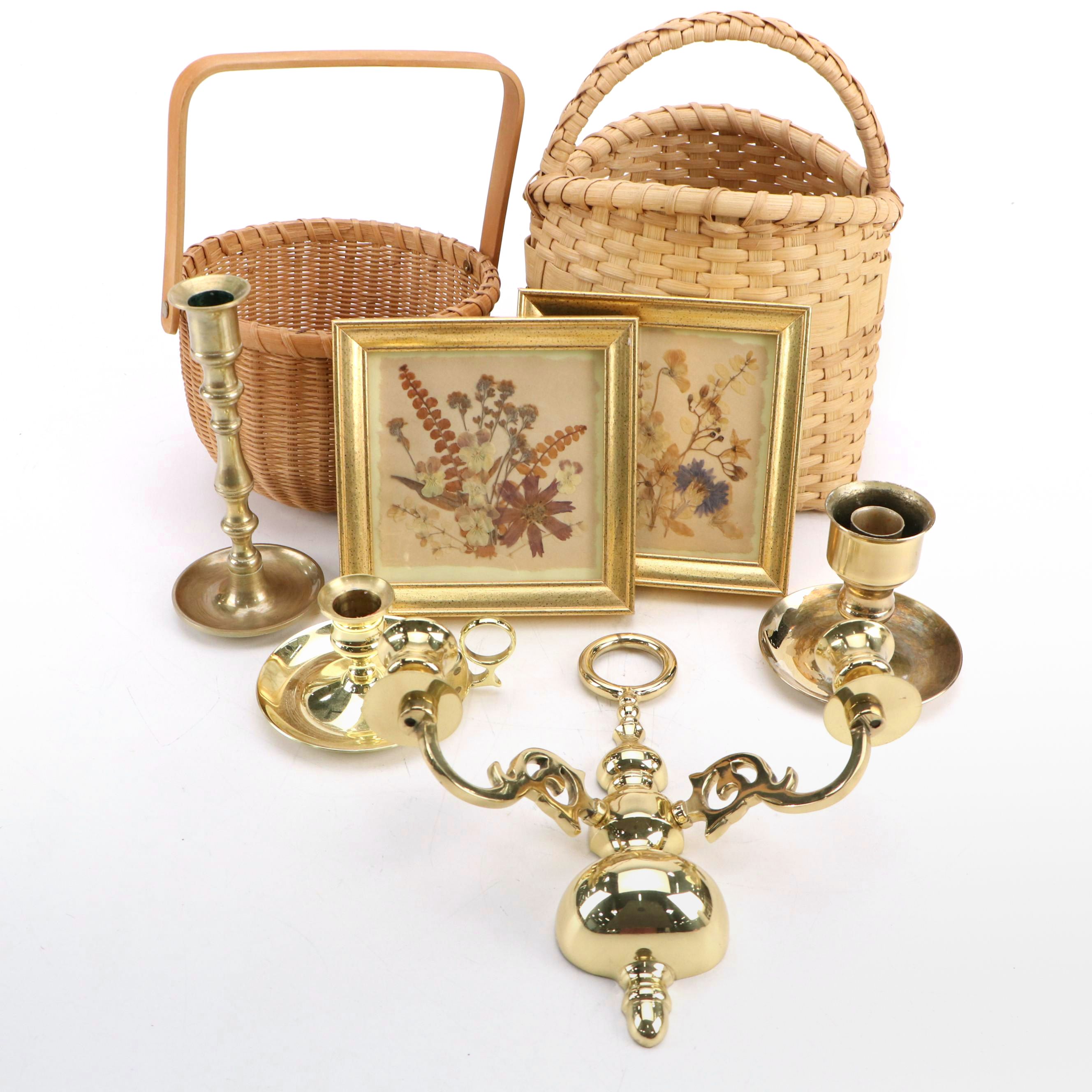 Baldwin and Other Brass Candle Holders, Brass Sconce, and More