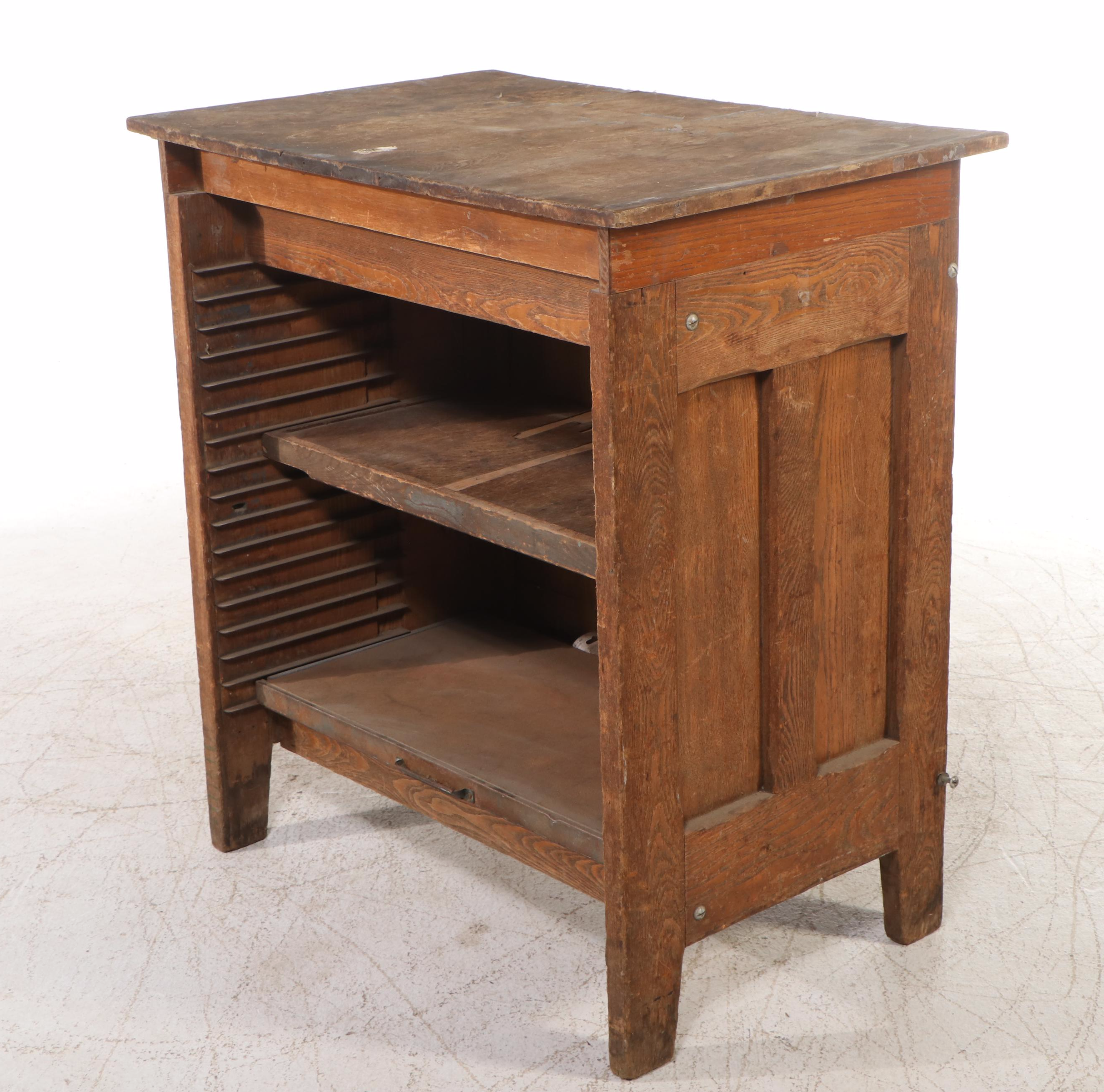 Oak Letterpress Printer's Cabinet, Late 19th/Early 20th Century