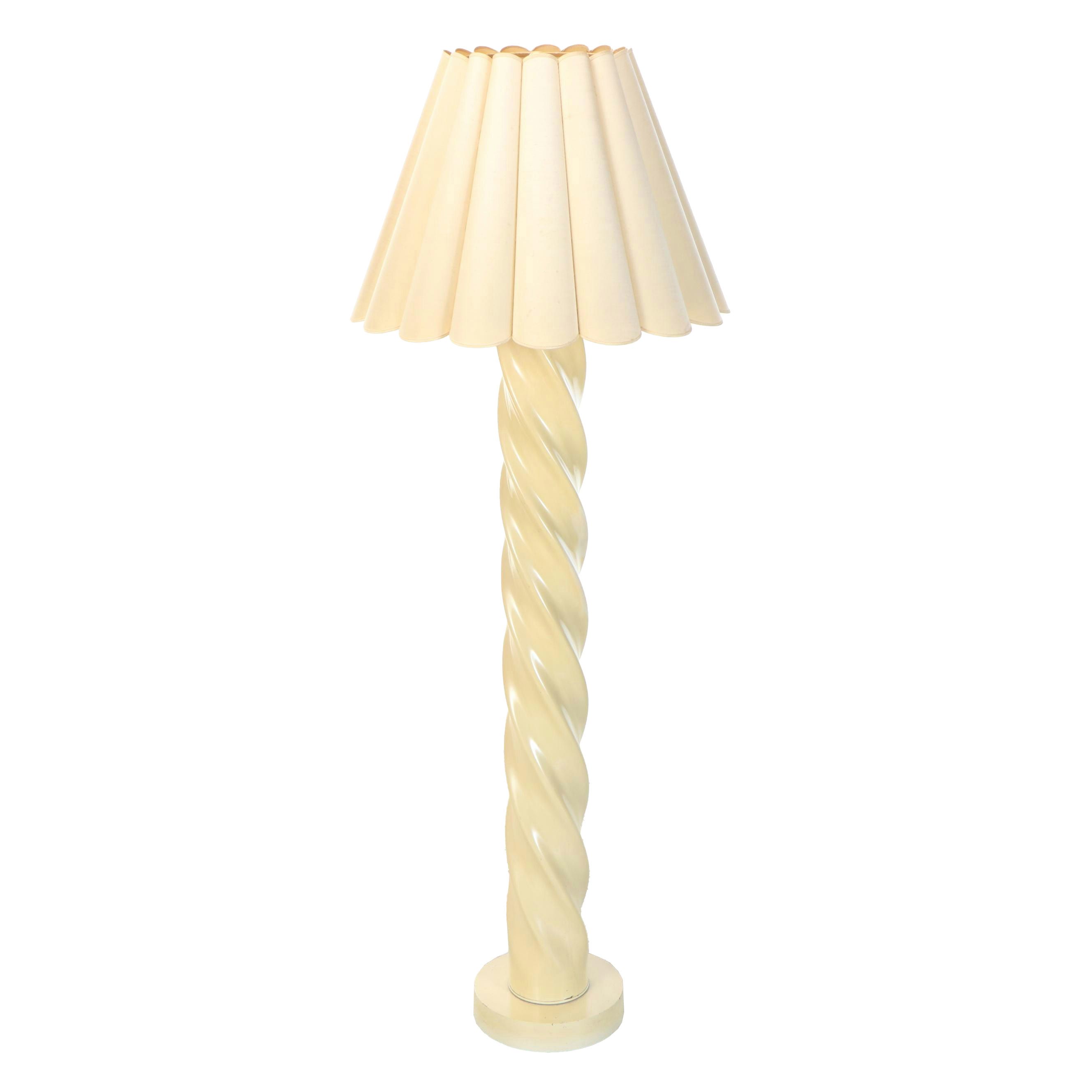 California Modern Spiral Floor Lamp & Fluted Shade, Manner of Michael Taylor