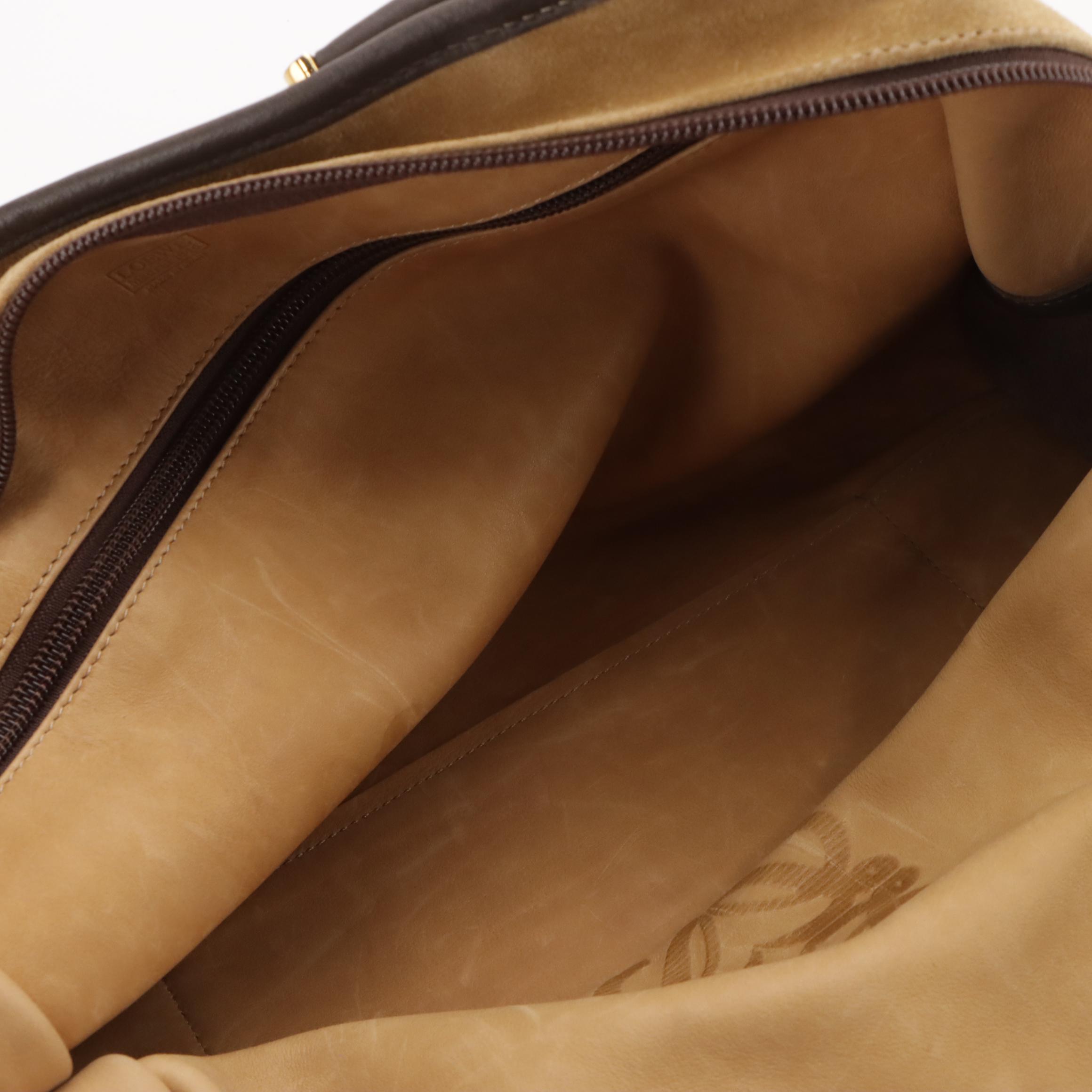 Loewe Amazona Handbag in Brown Suede and Dark Brown Leather