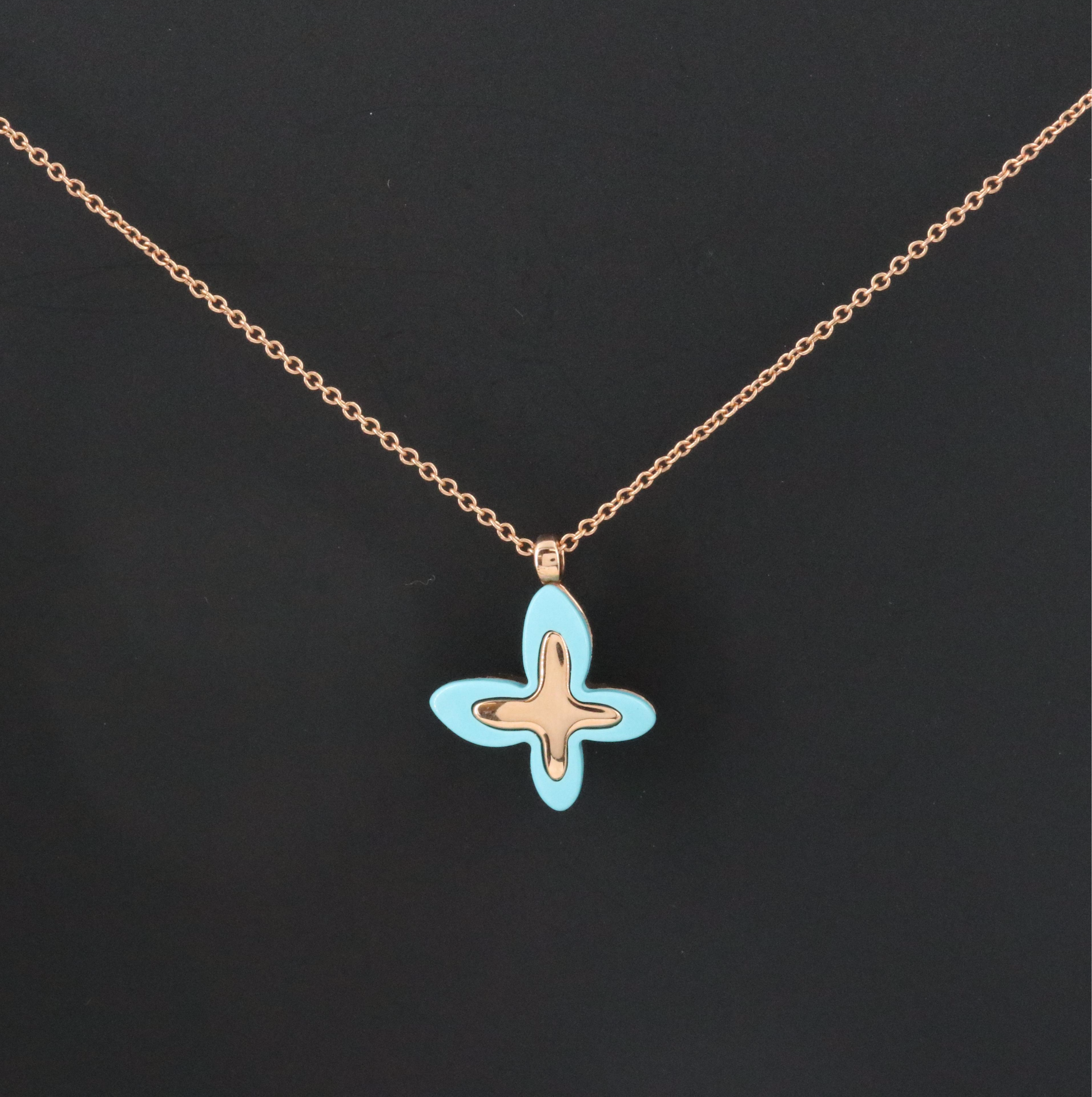 18K Imitation Turquoise Butterfly Pendant Necklace