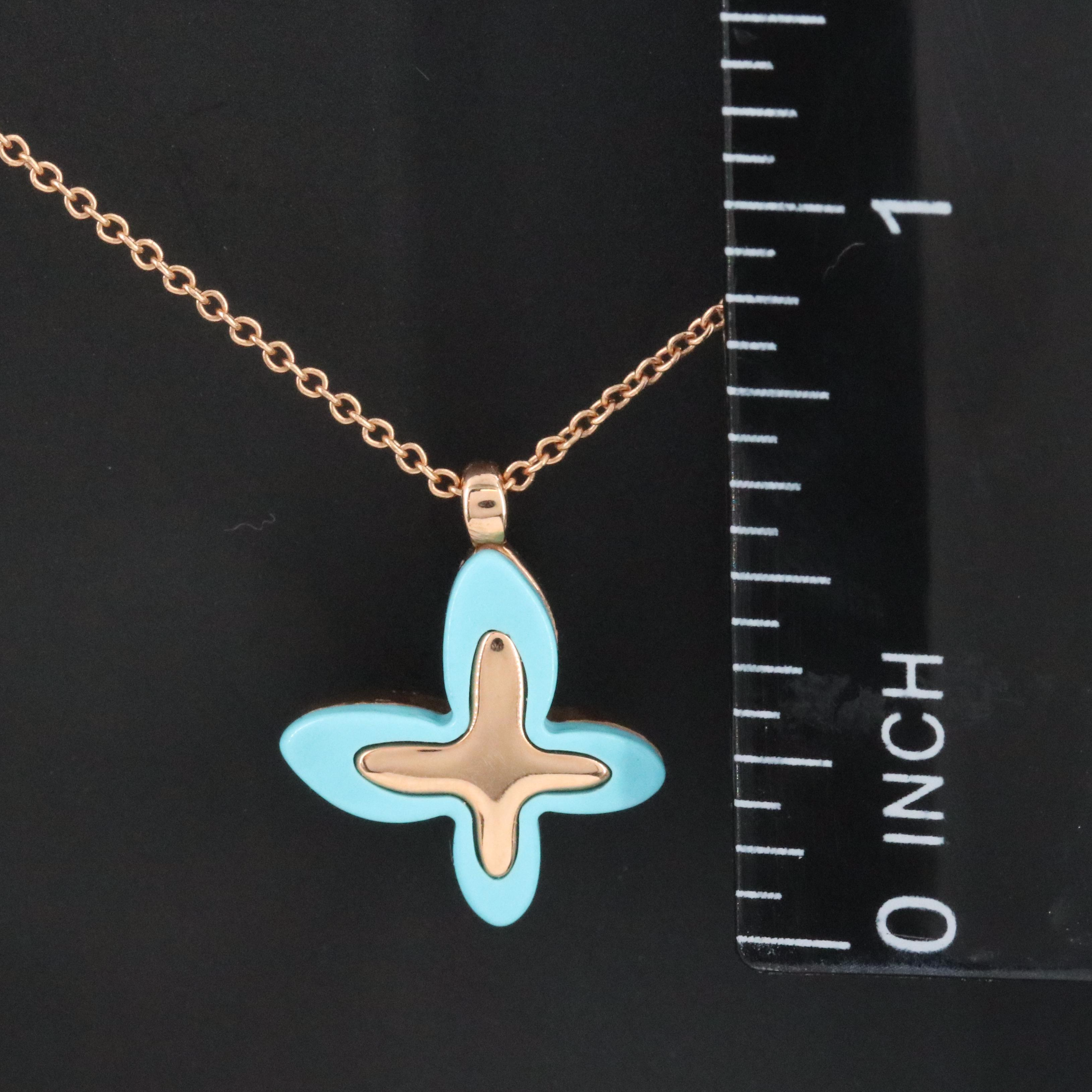 18K Imitation Turquoise Butterfly Pendant Necklace