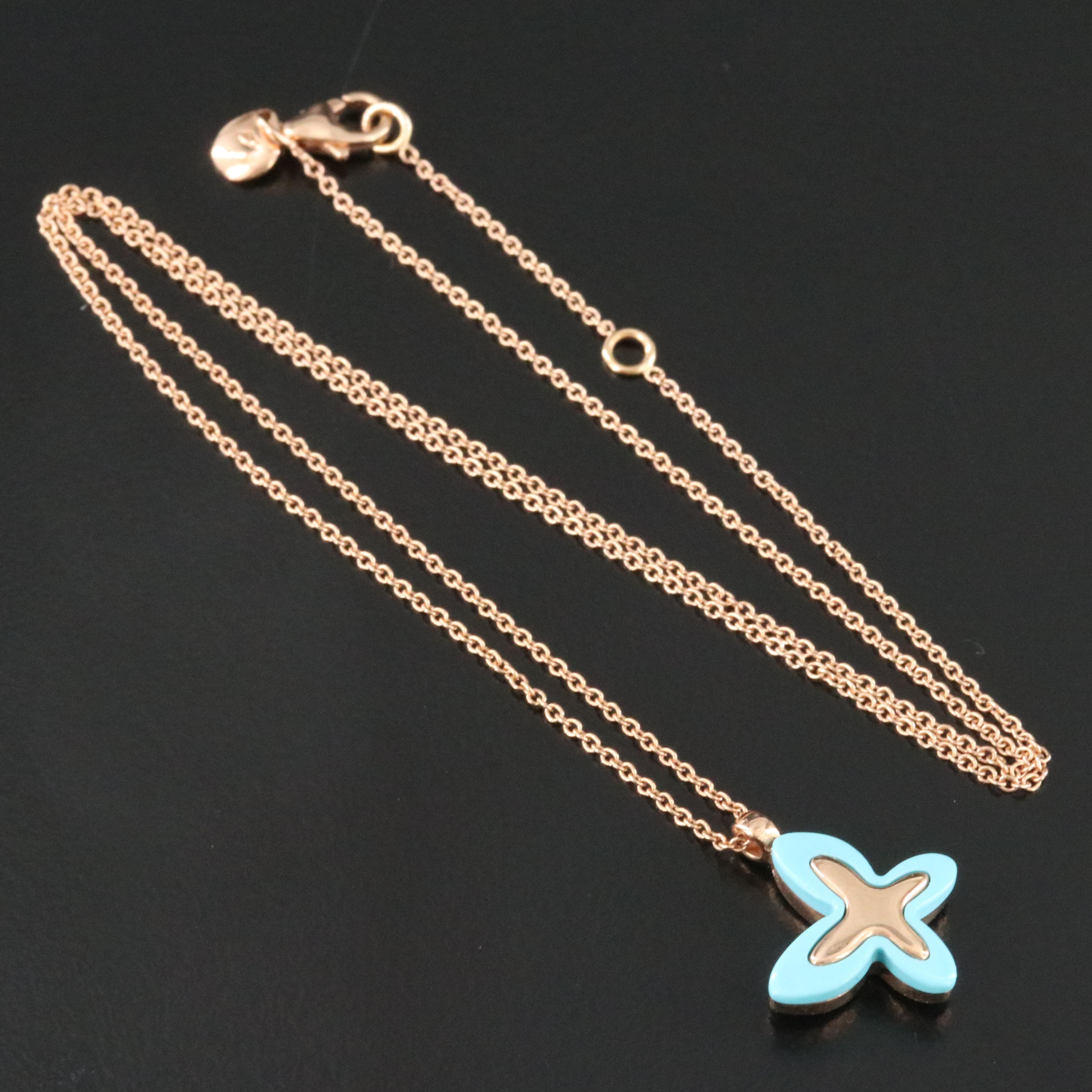 18K Imitation Turquoise Butterfly Pendant Necklace