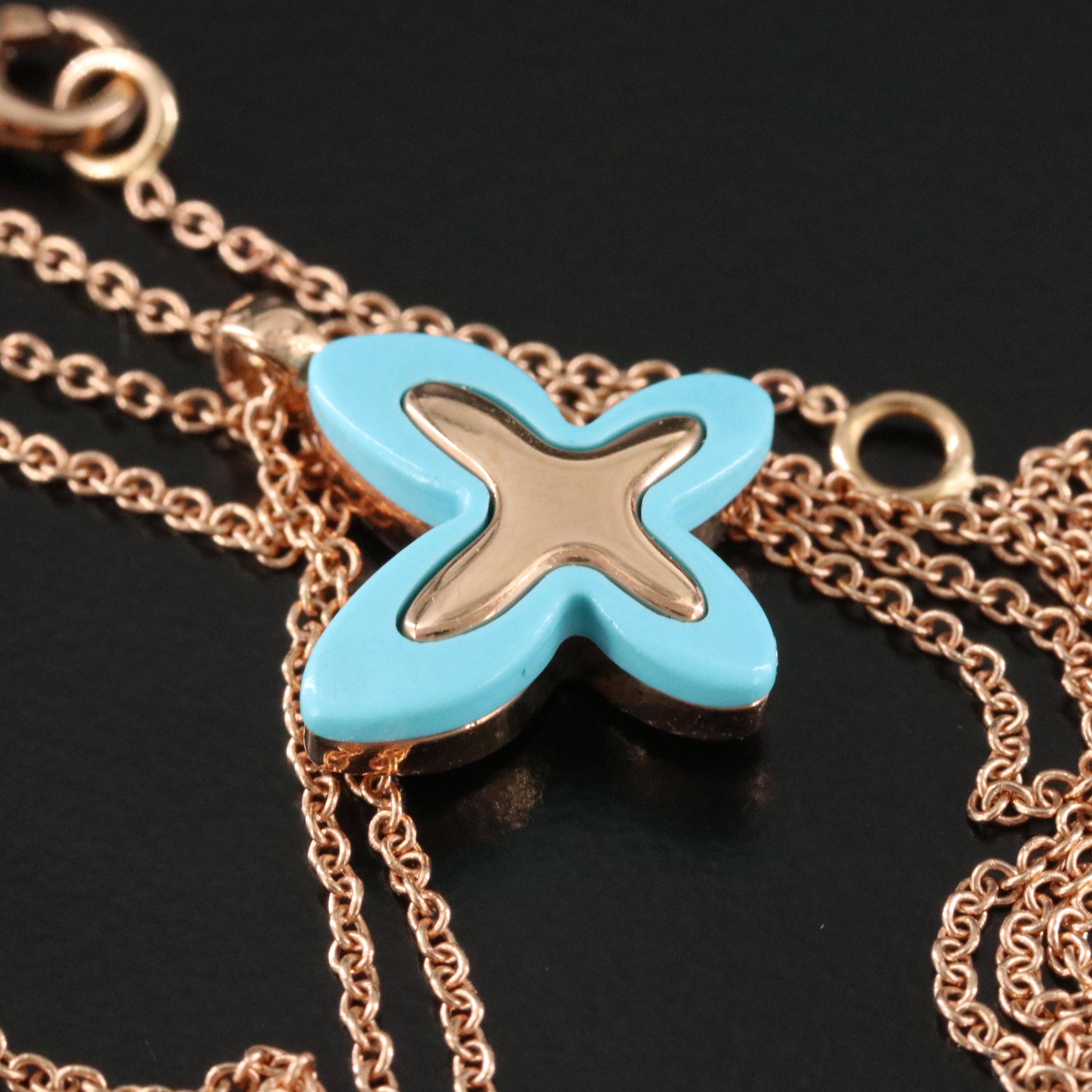 18K Imitation Turquoise Butterfly Pendant Necklace