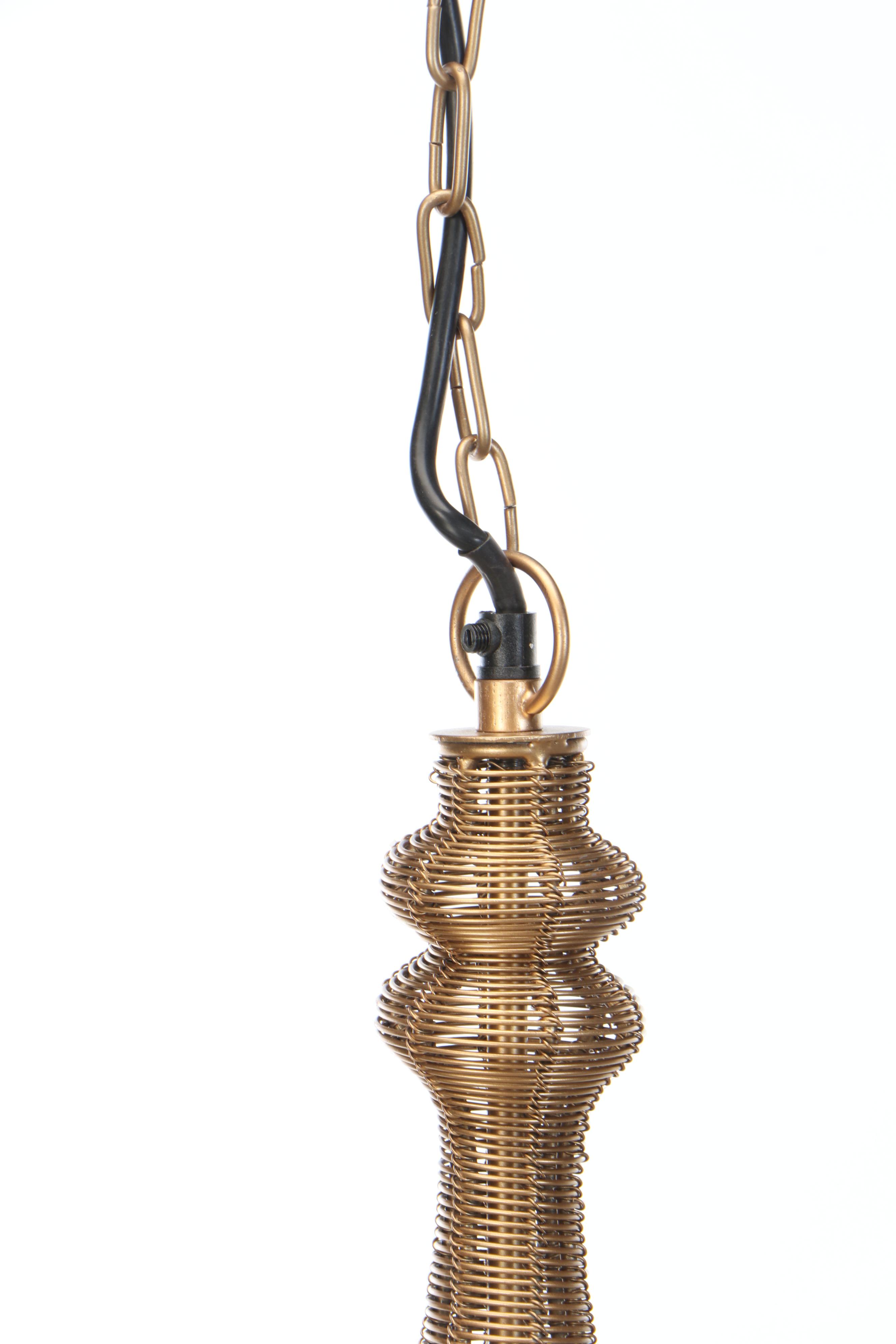 Sarreid Ltd. Contemporary Gold Finish Wirework Pendants