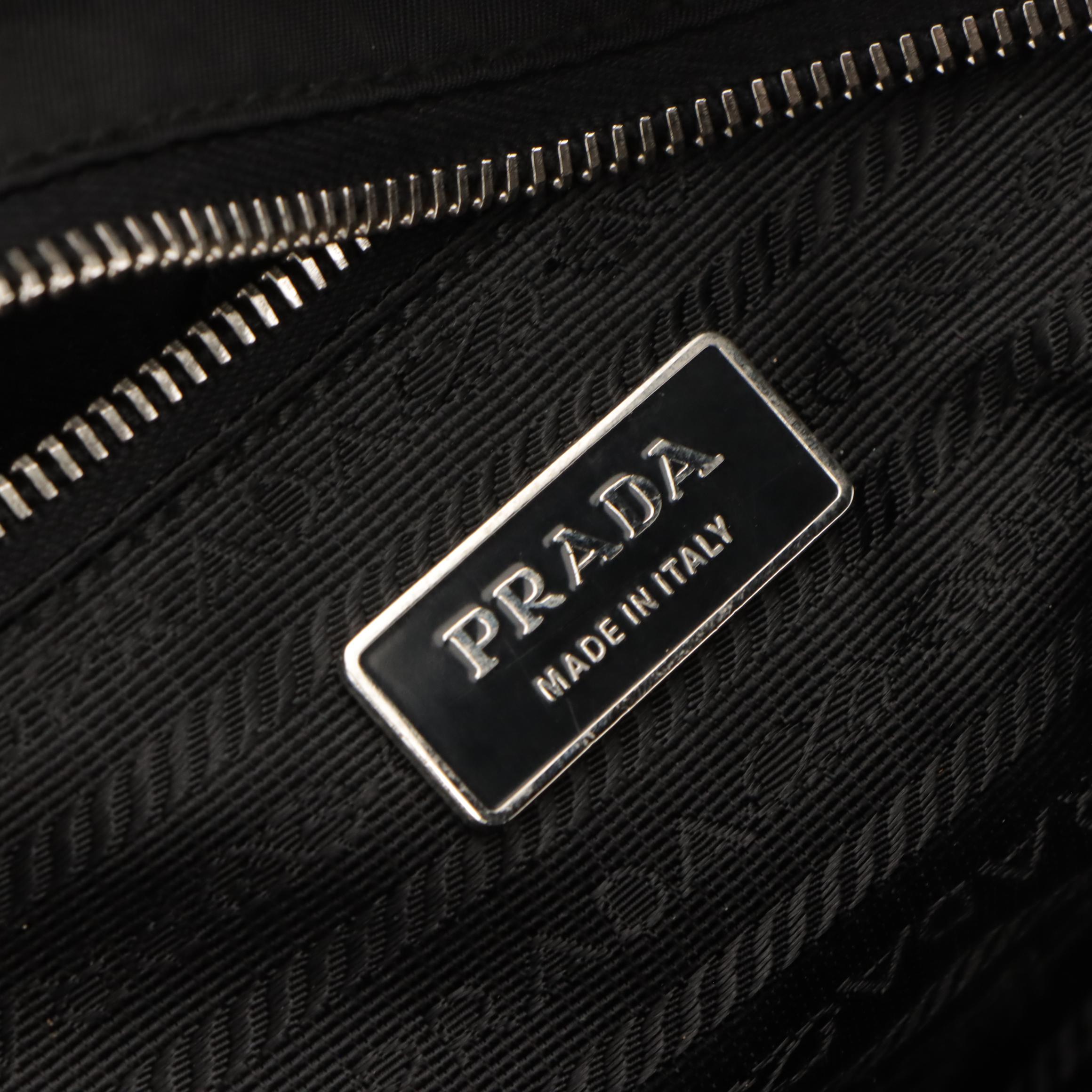 Prada Large Handbag in Black Nylon with Leather Trim