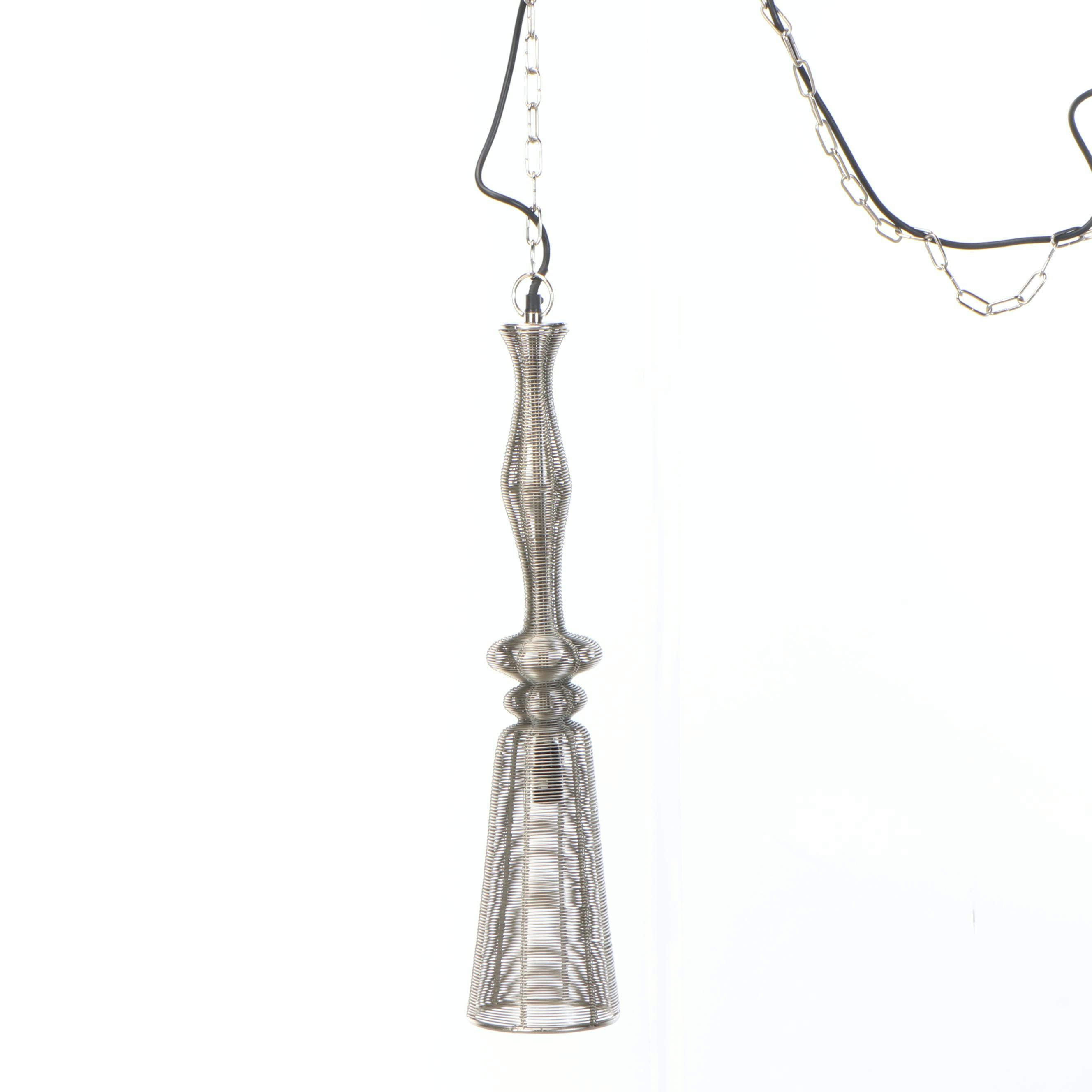 Sarreid Ltd. Contemporary Nickel Finish Wirework Pendants