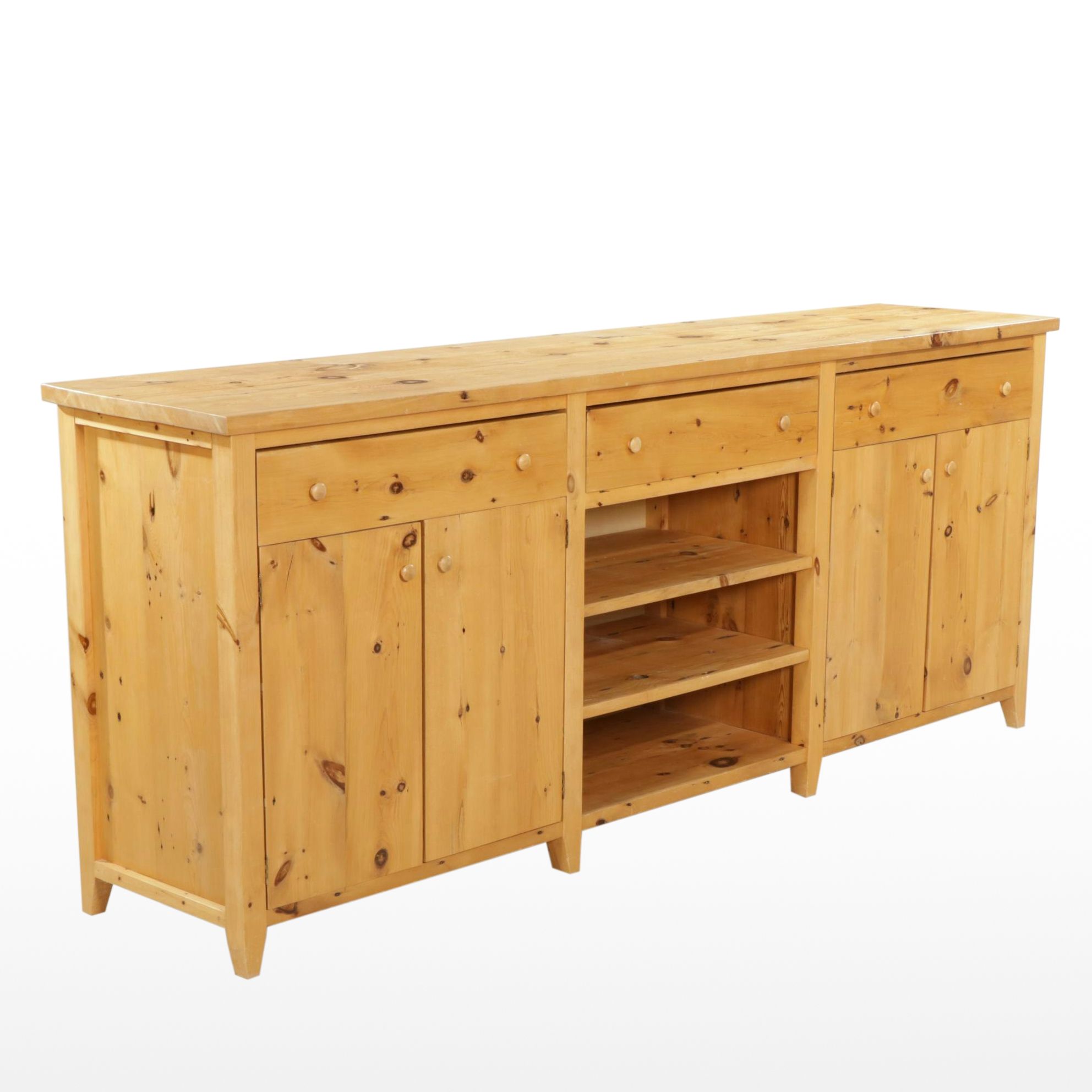 Rustic Knotty Pine Oversize Sideboard