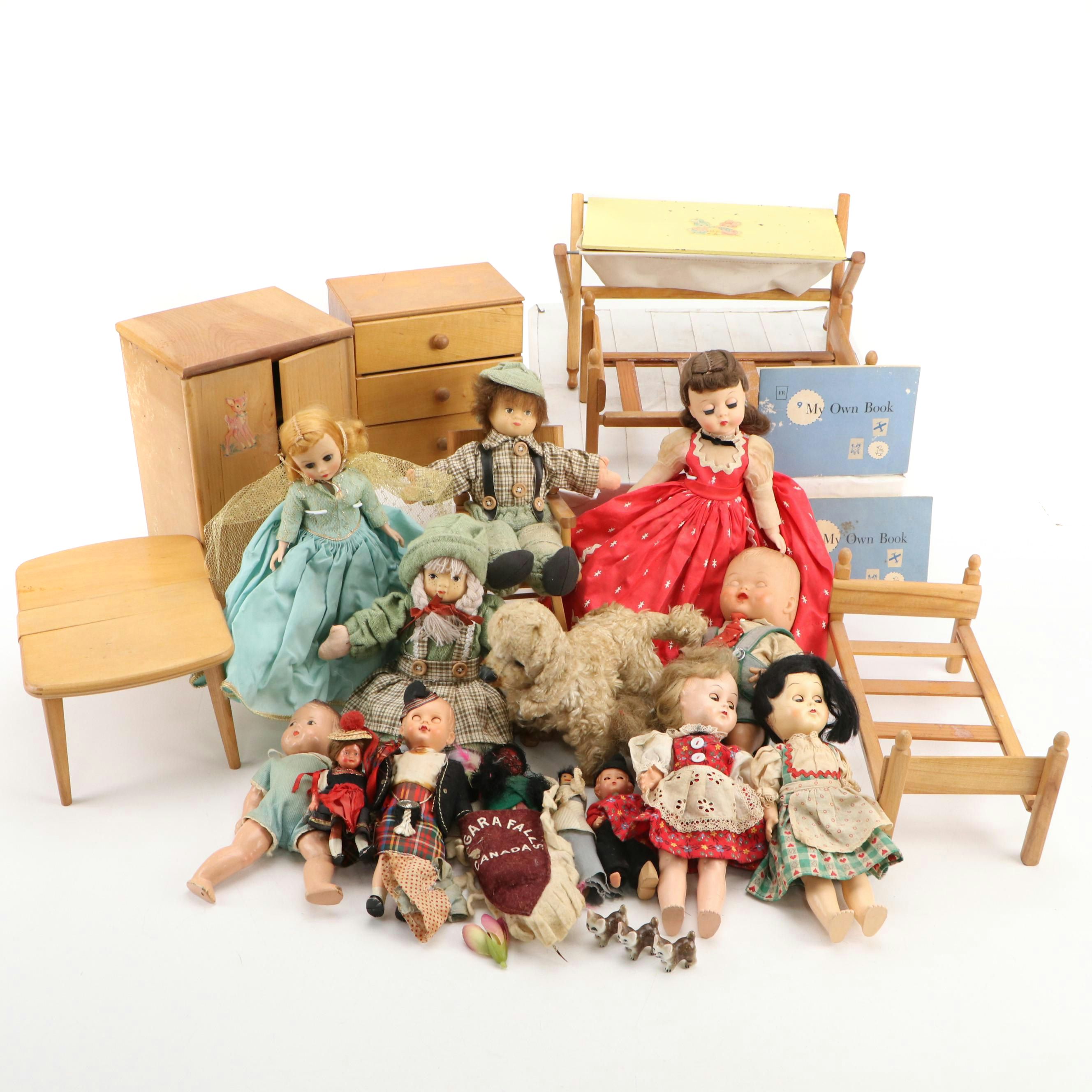 Madame Alexander "Sleeping Beauty" with Other Dolls and Furniture