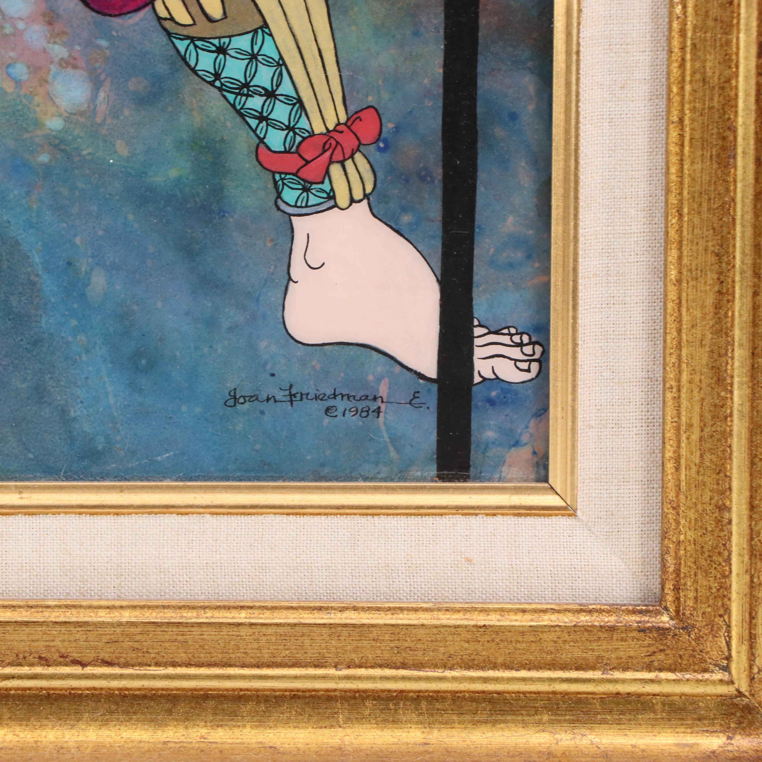 Joan Friedman Mixed Media Painting "Samurai in Kabuki Makeup," 1984