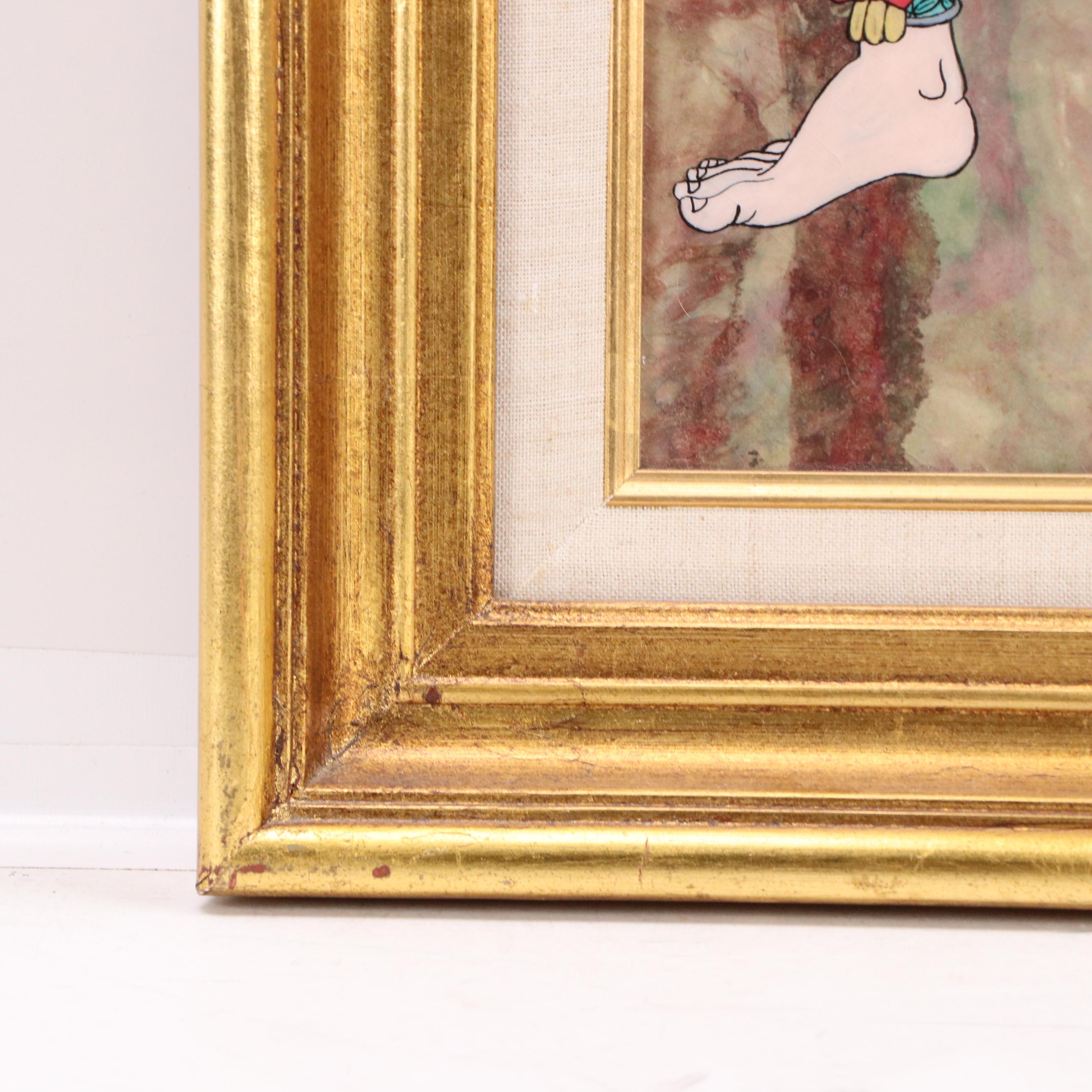 Joan Friedman Mixed Media Painting "Samurai in Kabuki Makeup," 1984