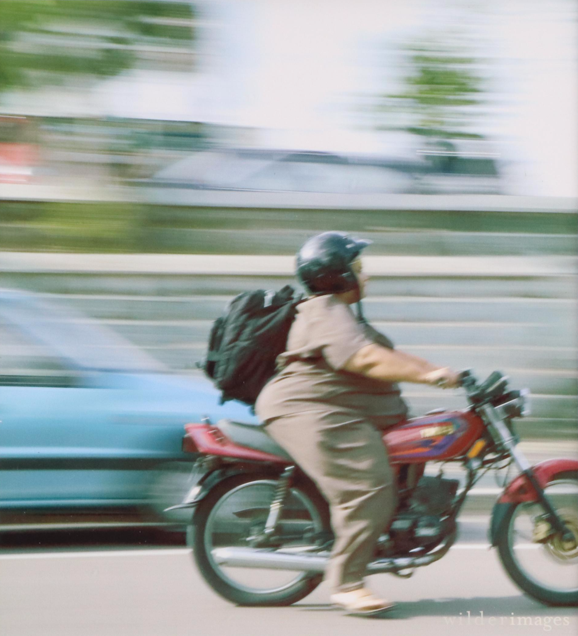 Digital Print of Figure on Motorcycle, 21st Century