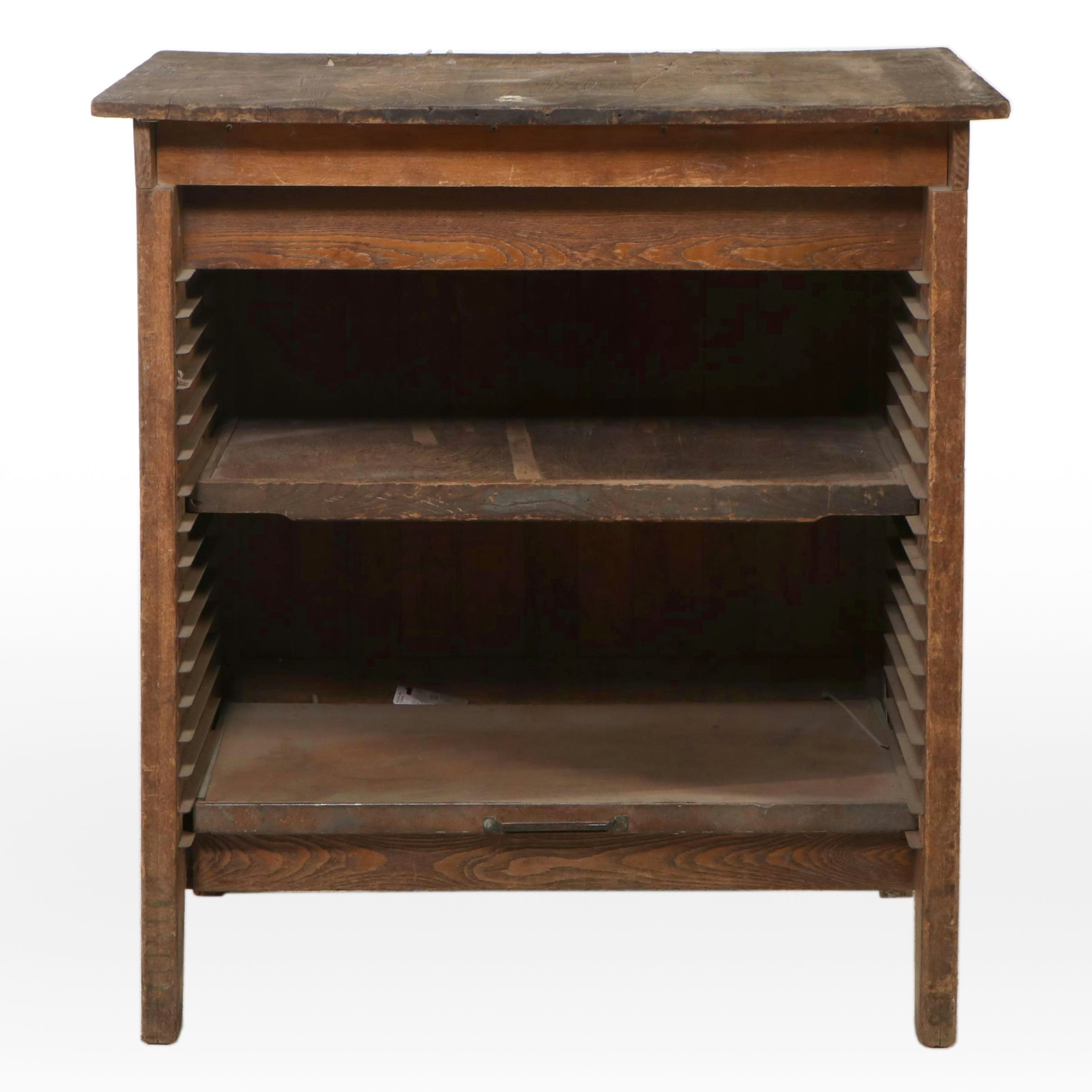 Oak Letterpress Printer's Cabinet, Late 19th/Early 20th Century