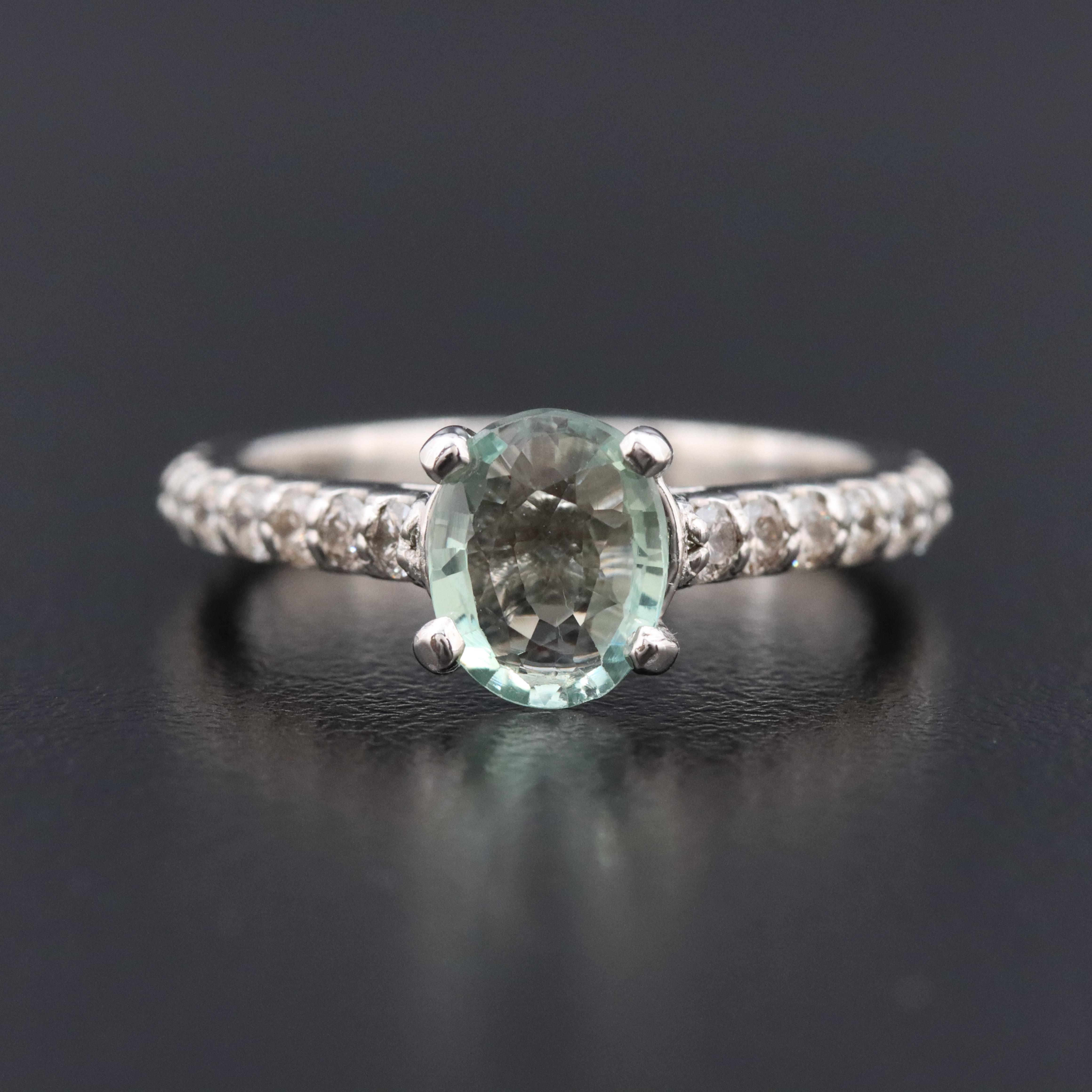 Platinum Alexandrite and Diamond Ring