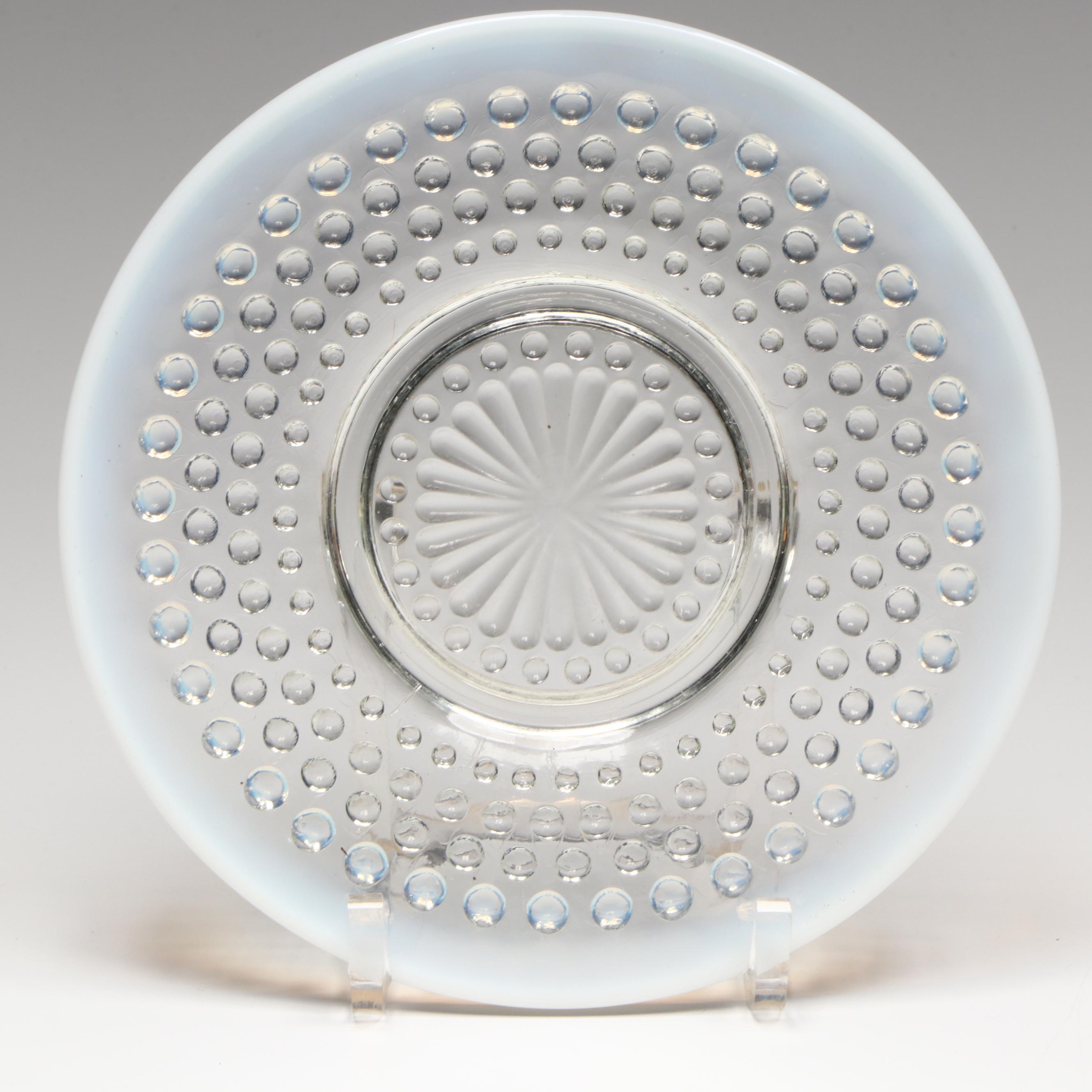 Fenton Hobnail Plate and Marigold Carnival Glass Compote with Bowl