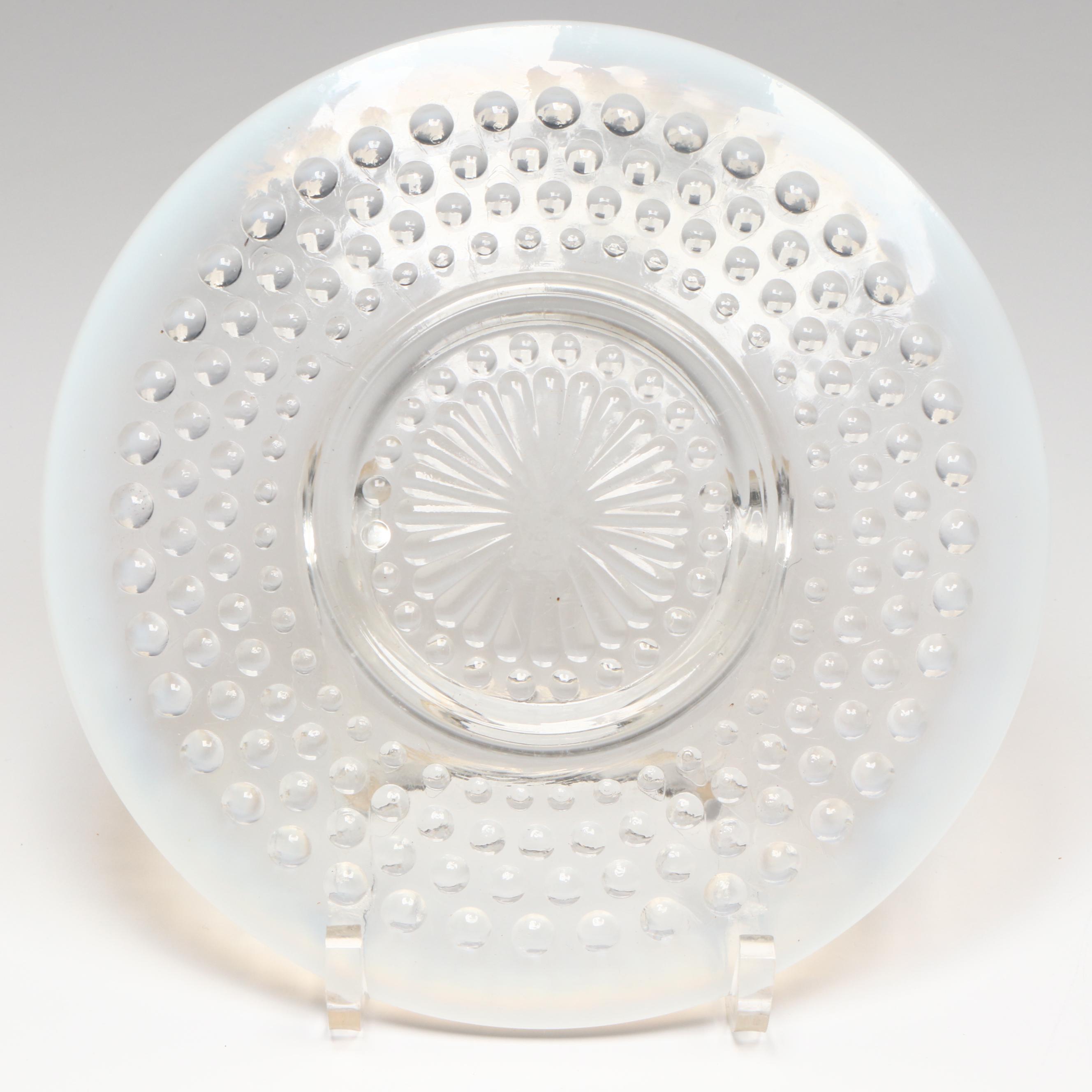 Fenton Hobnail Plate and Marigold Carnival Glass Compote with Bowl