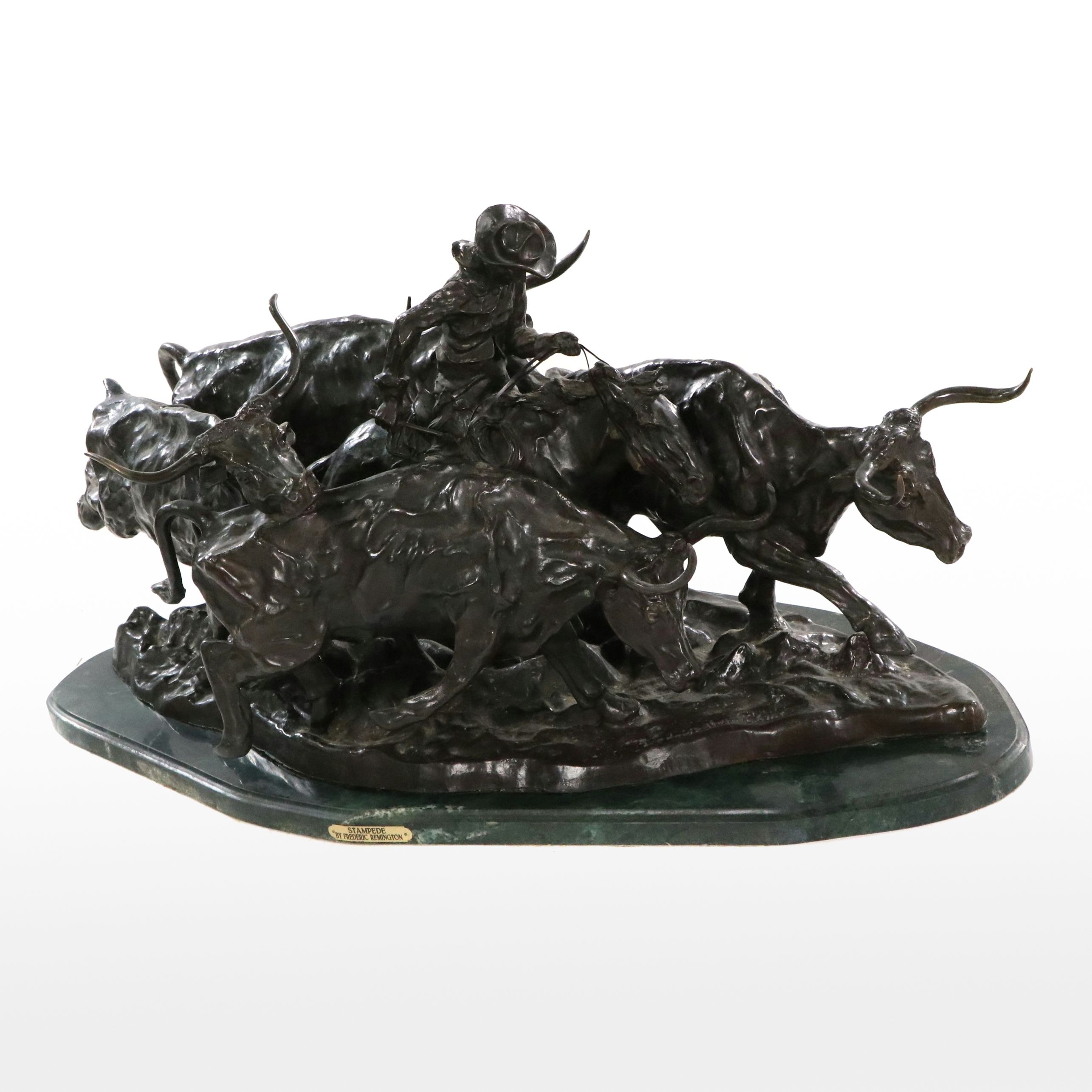 Bronze Sculpture "The Stampede" After Frederic Remington