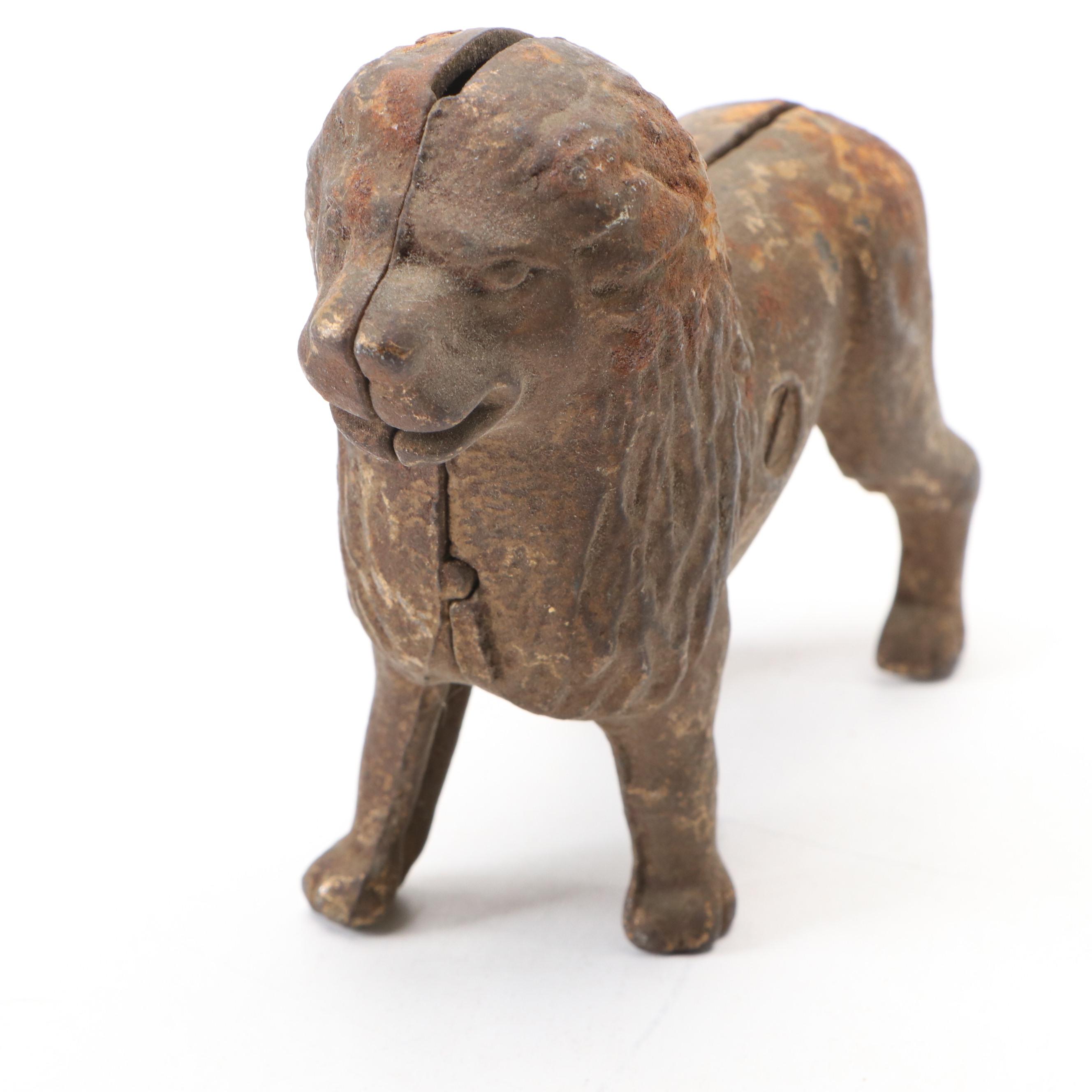 Cast Iron Lion Still Bank, Early 20th Century