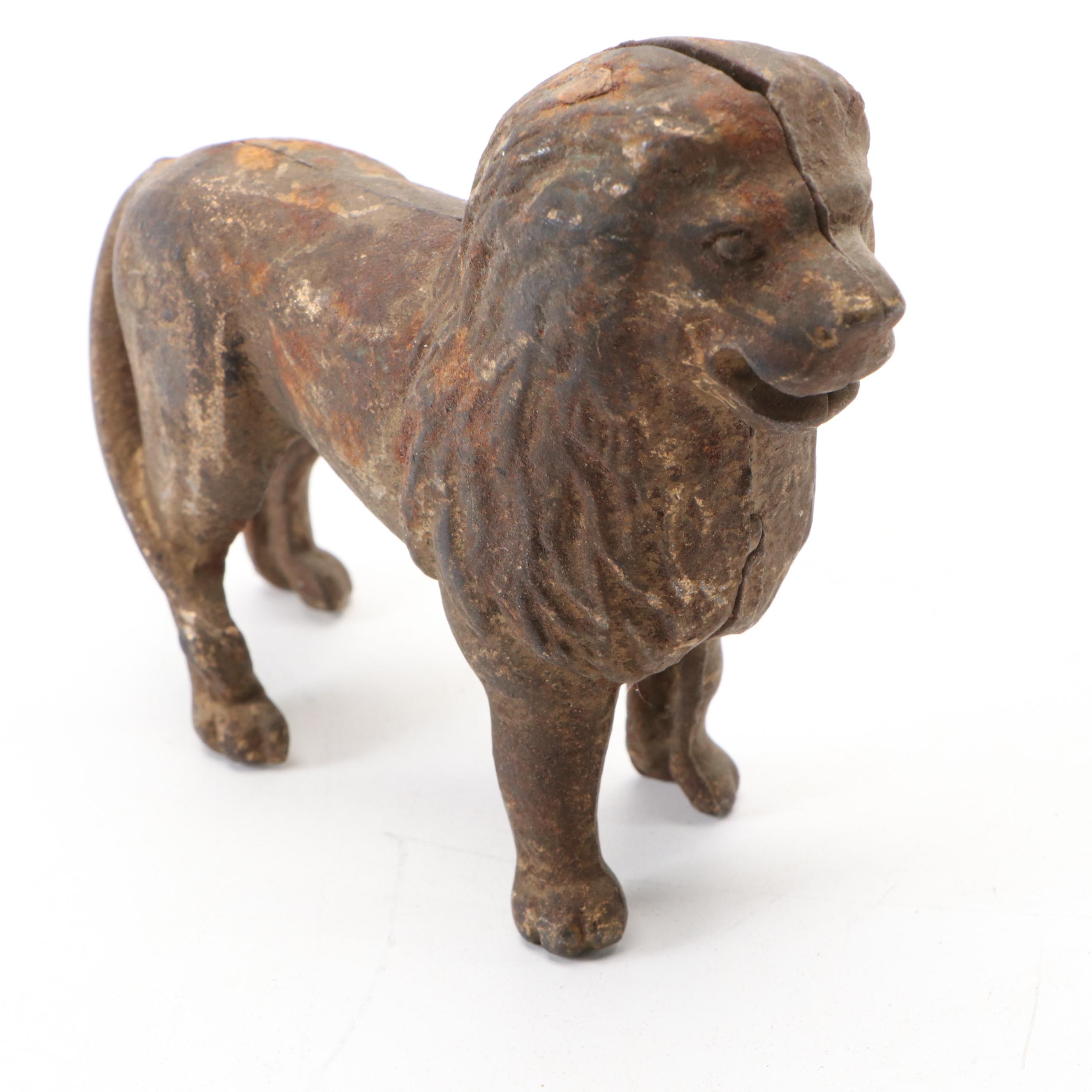 Cast Iron Lion Still Bank, Early 20th Century