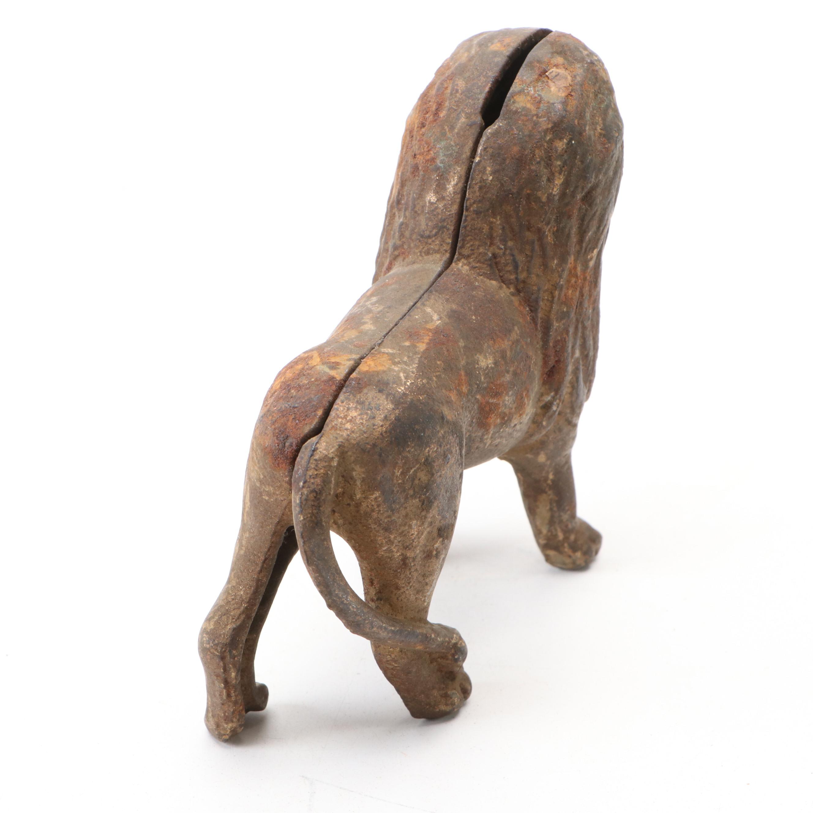 Cast Iron Lion Still Bank, Early 20th Century