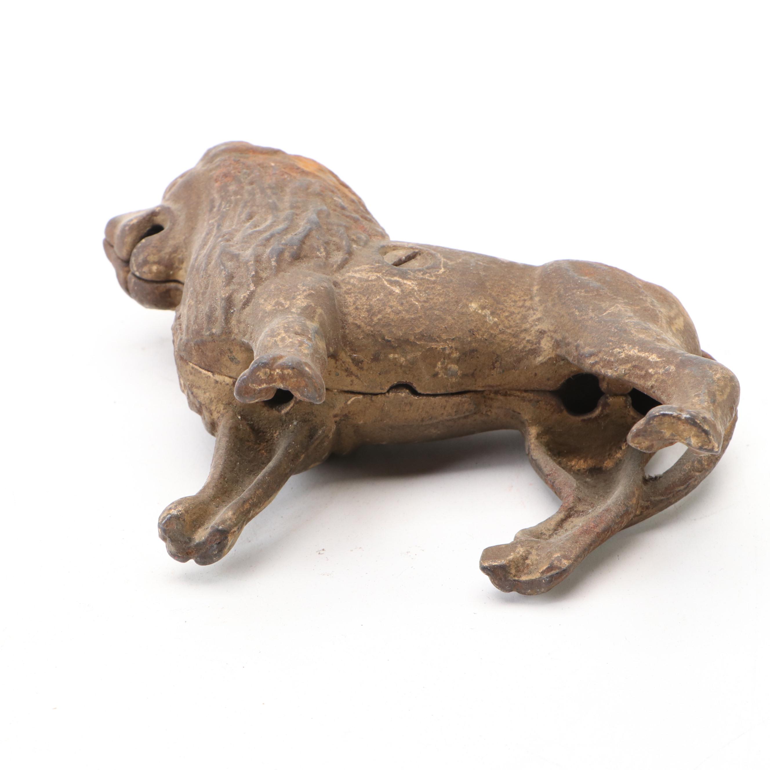 Cast Iron Lion Still Bank, Early 20th Century
