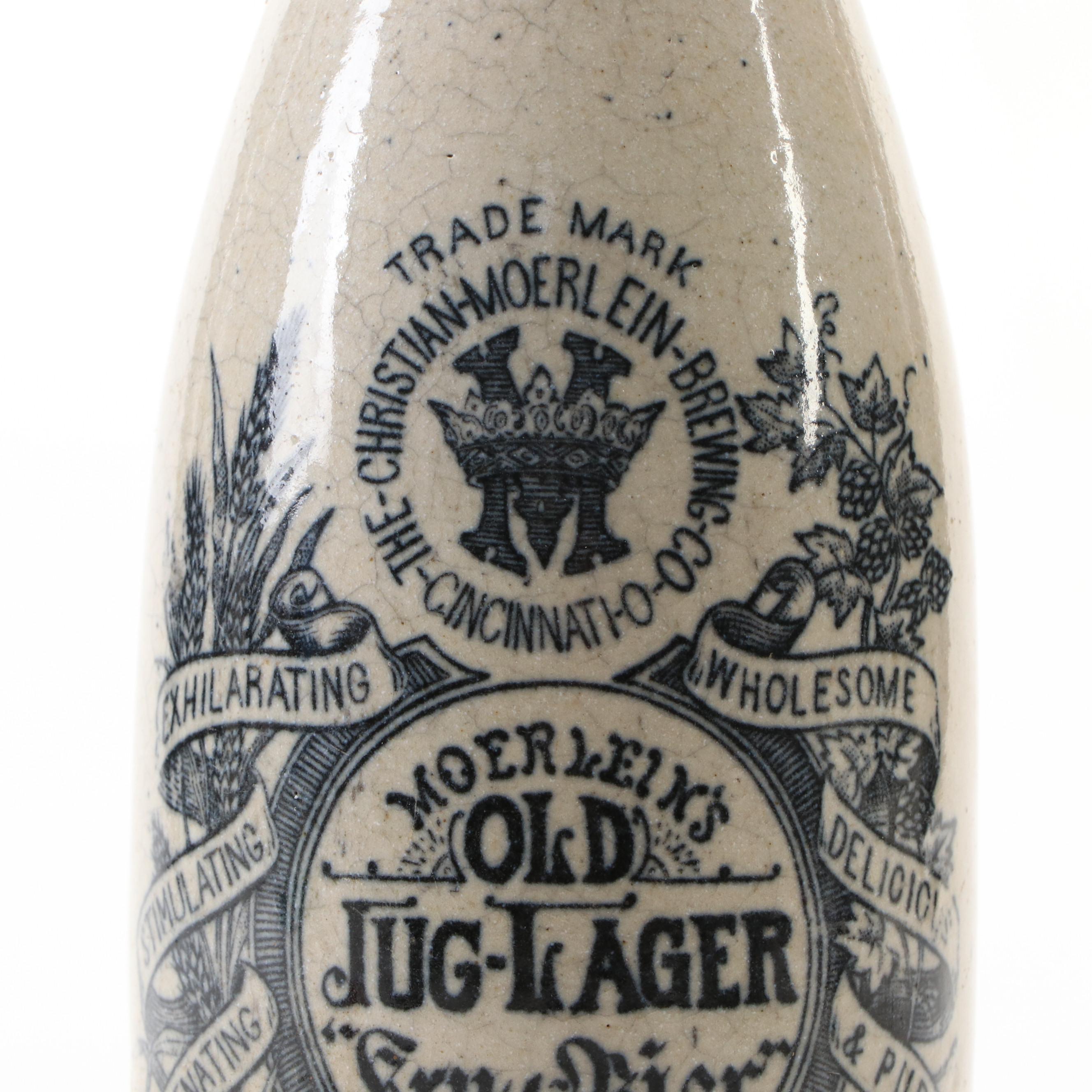 Christian Moerlein Brewing Co. Stoneware Bottle, Late 19th/Early 20th Century