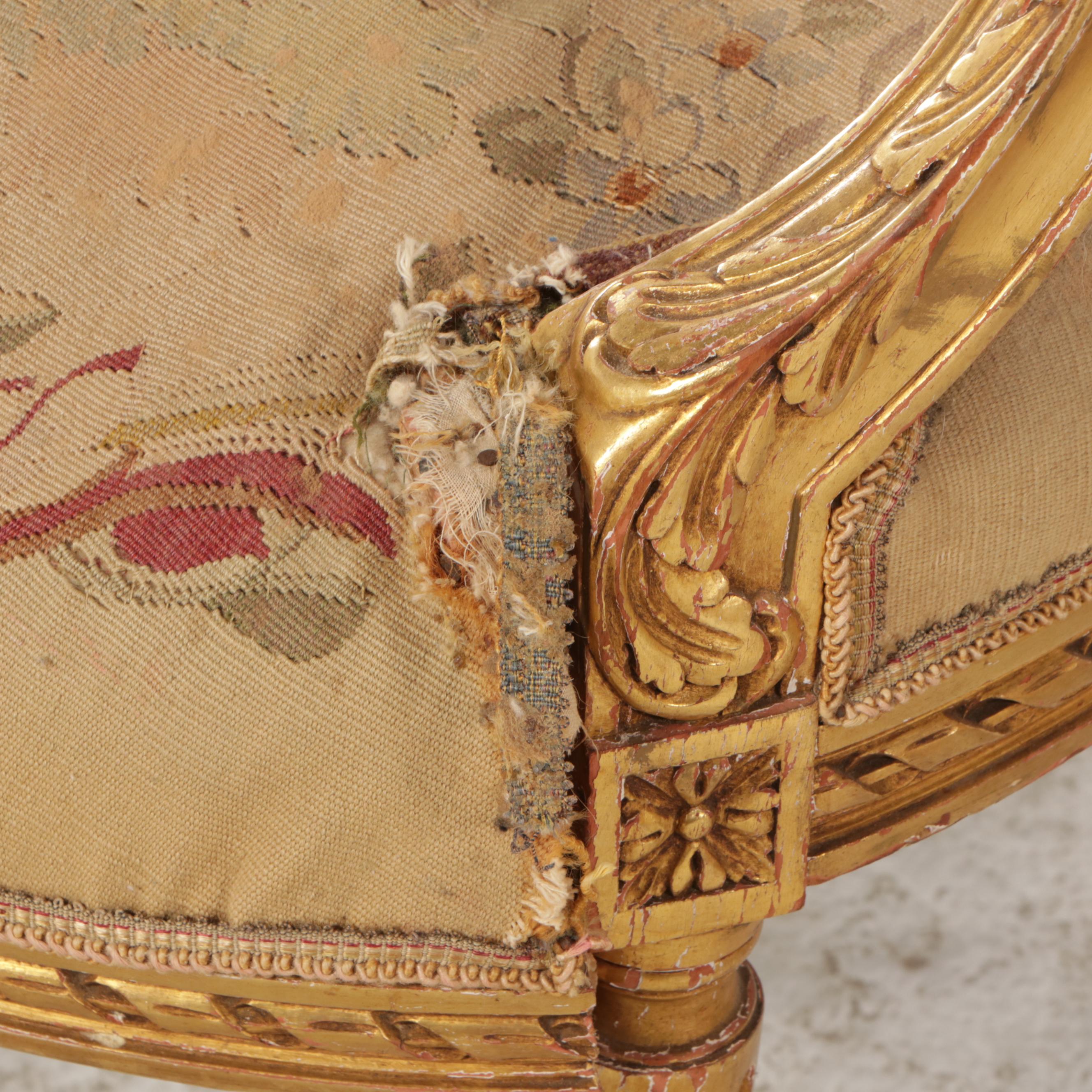 Louis XVI Style Giltwood Salon Suite with Tapestry