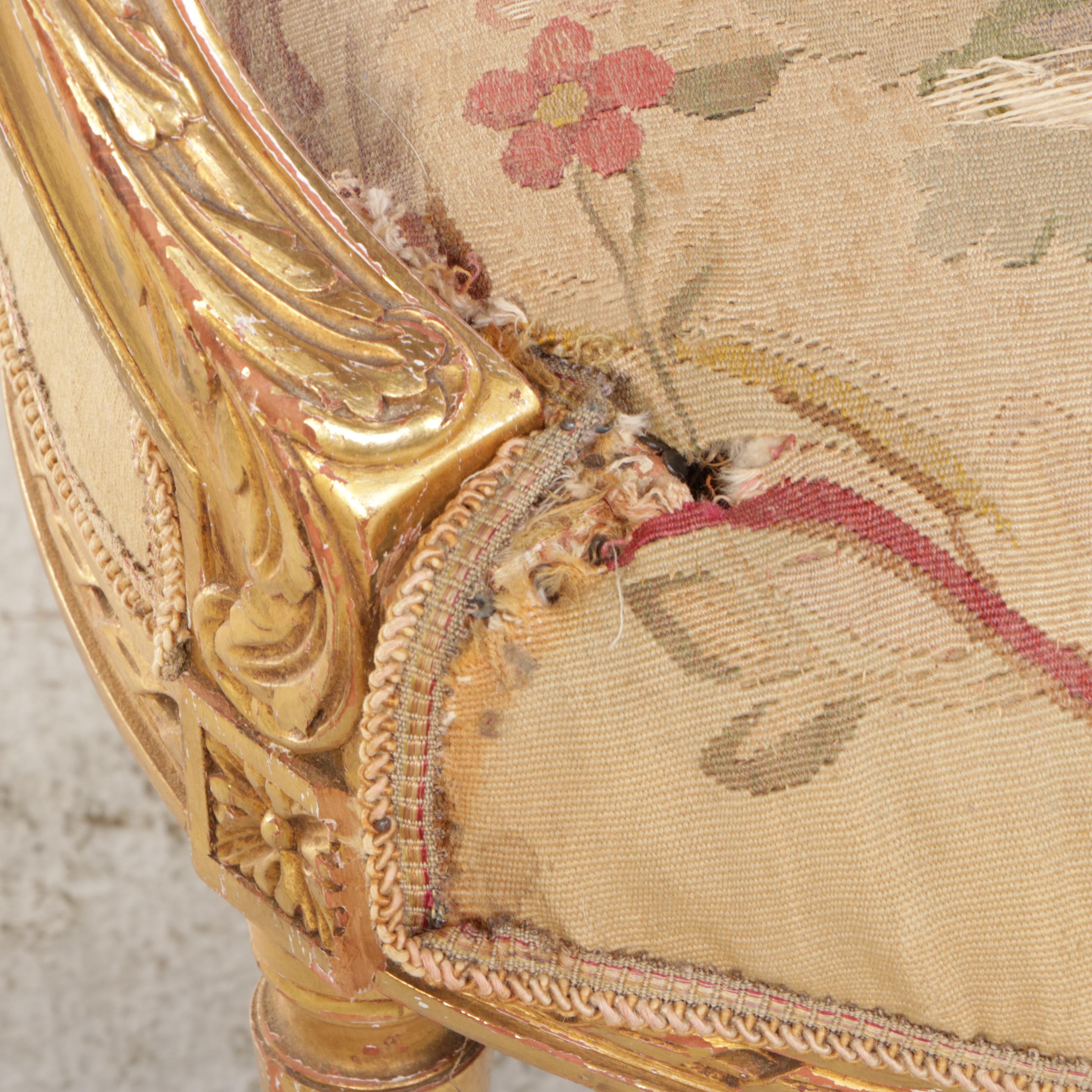Louis XVI Style Giltwood Salon Suite with Tapestry