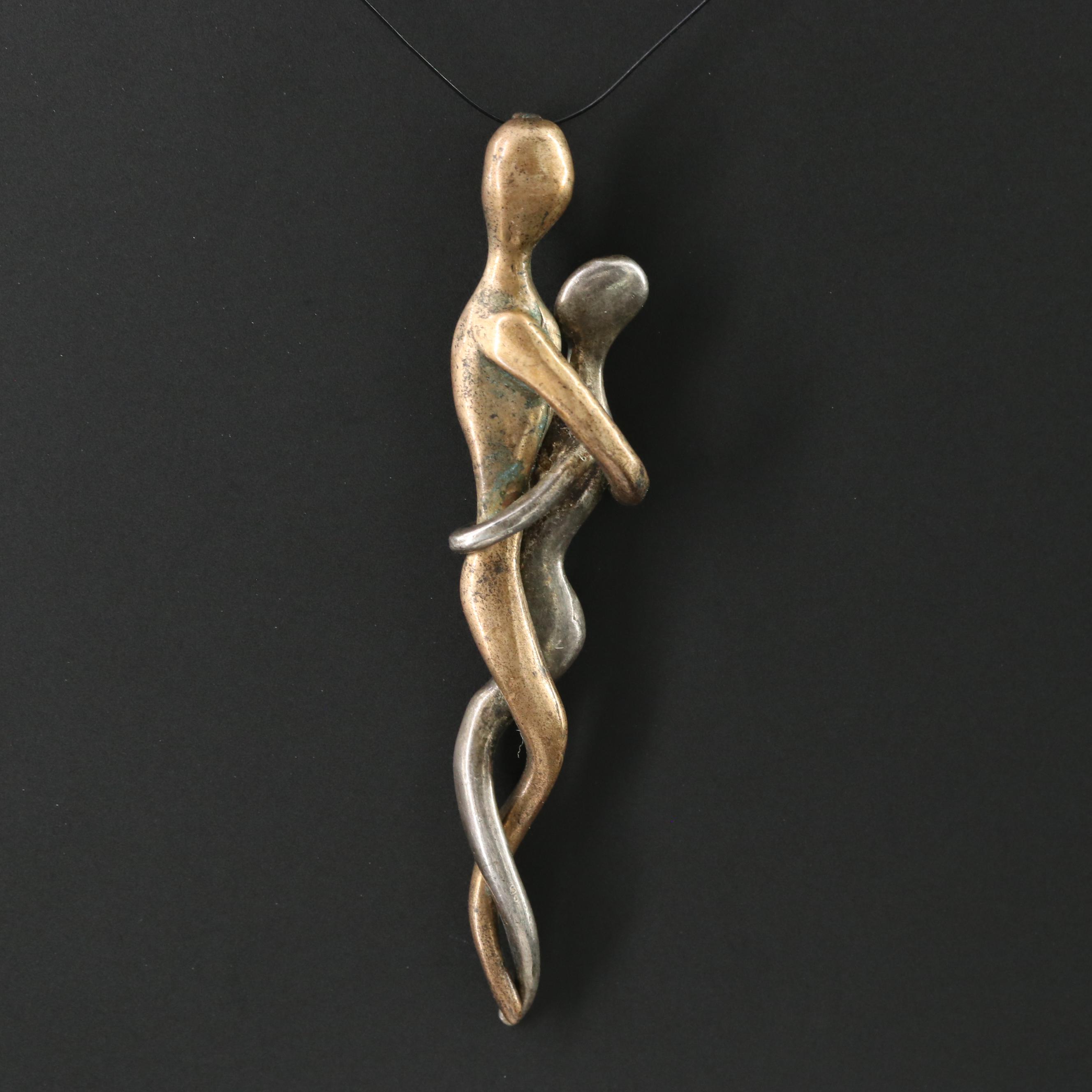 Bronze and Sterling Figural Pendant