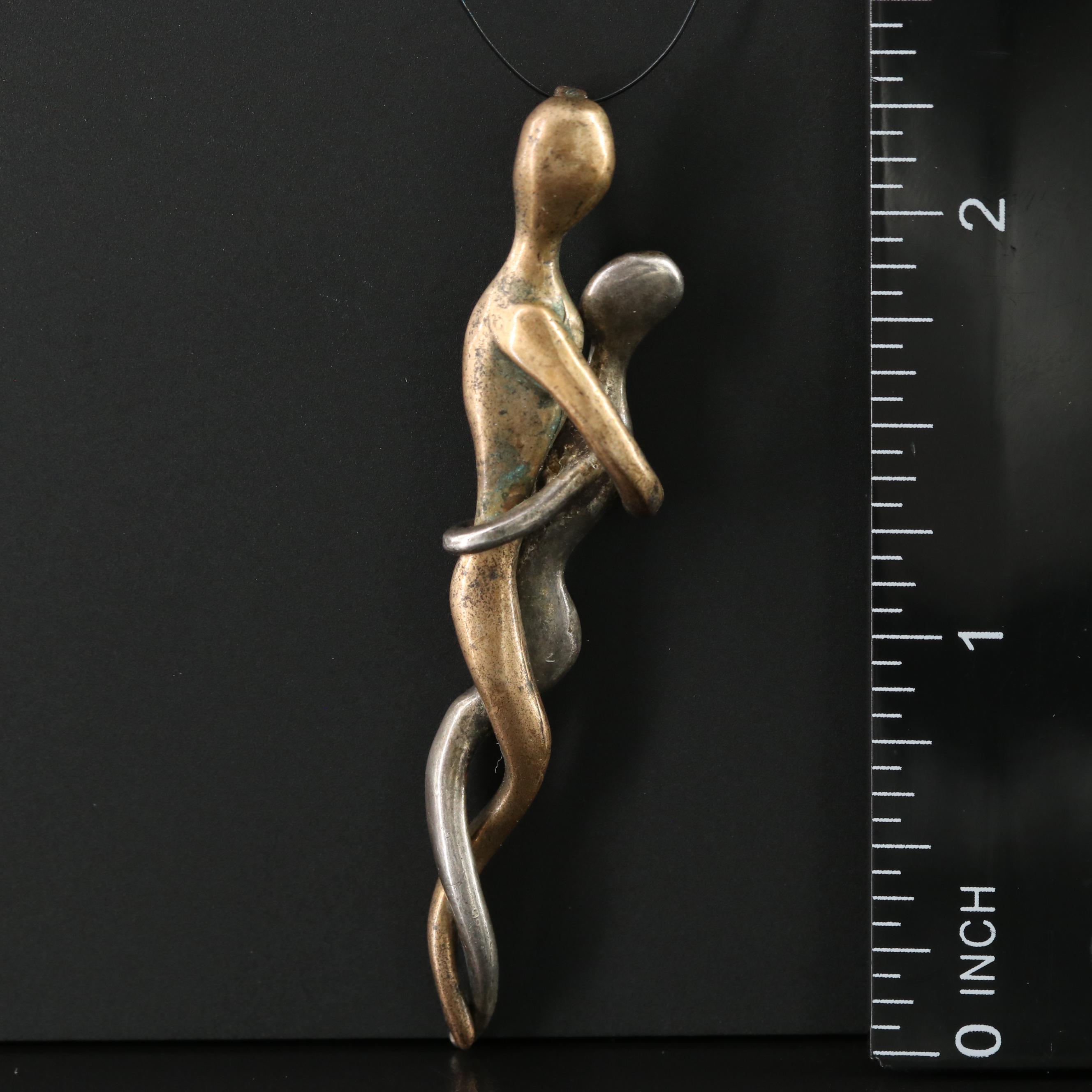 Bronze and Sterling Figural Pendant