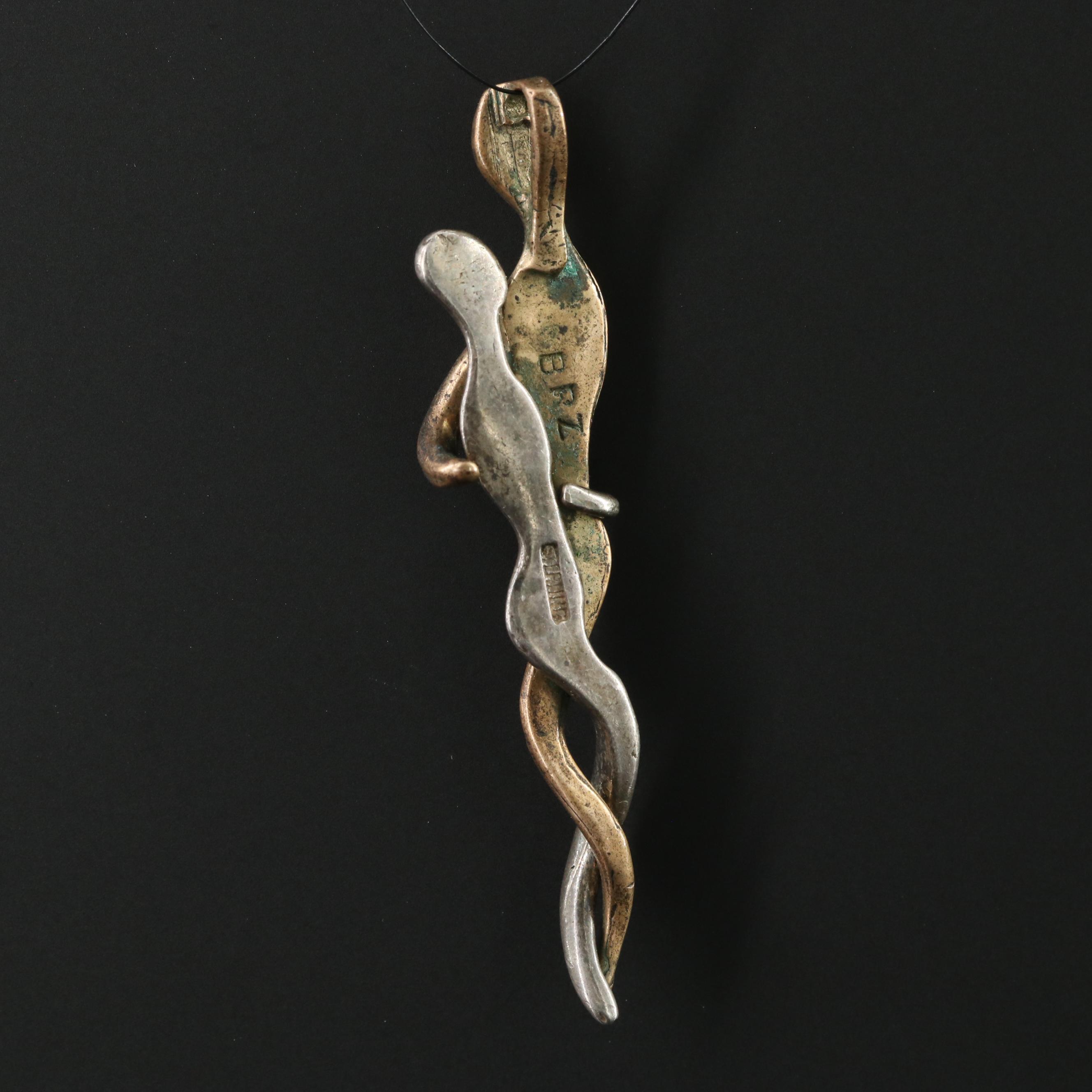 Bronze and Sterling Figural Pendant